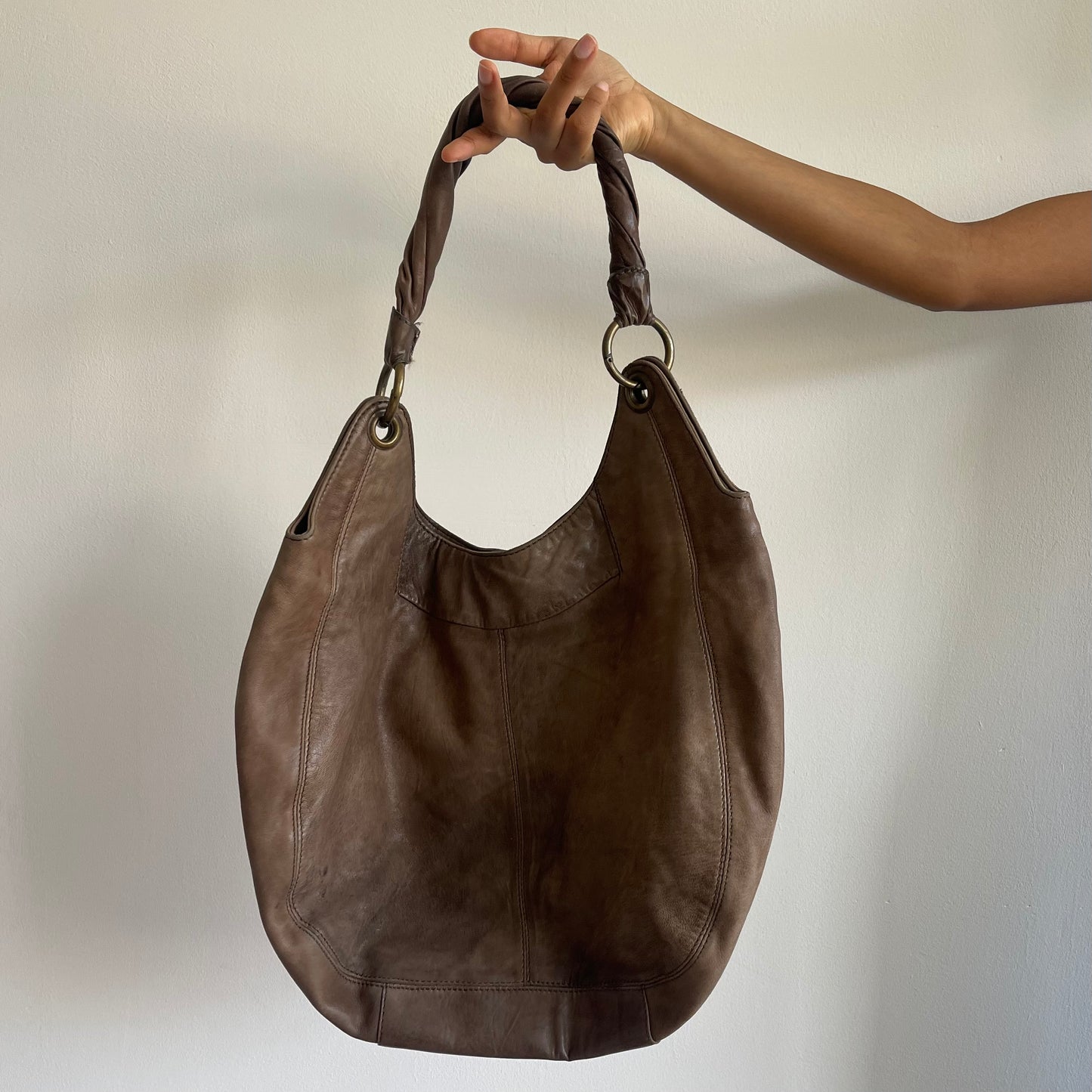 Large leather boho bag