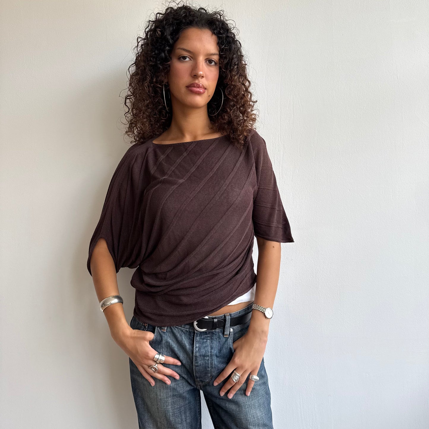 Brown asymmetric jumper - Size S