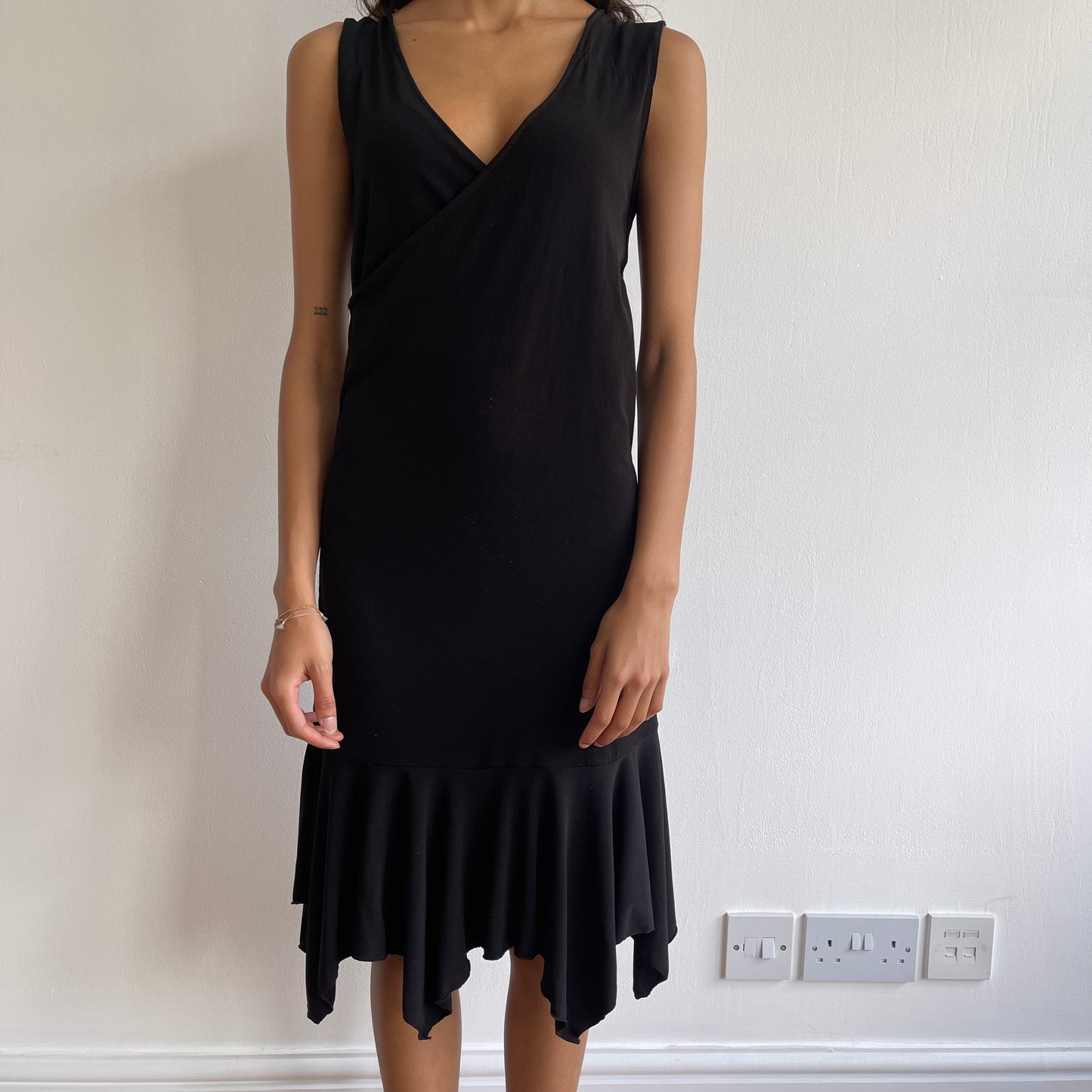 Black slinky wrap dress - Size M