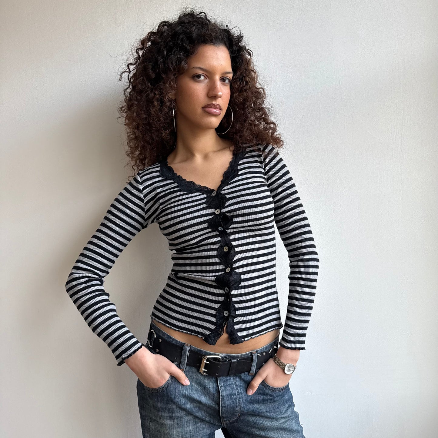 Grey striped cardigan - Size S