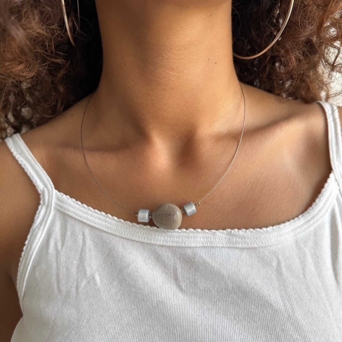 Boho bead wire necklace