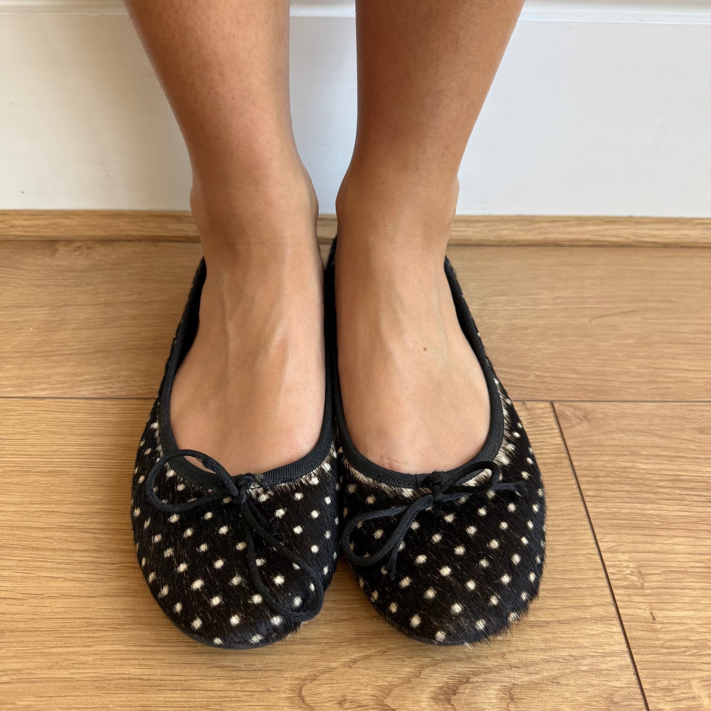 Polka dot pony hair ballet flats - Size 40