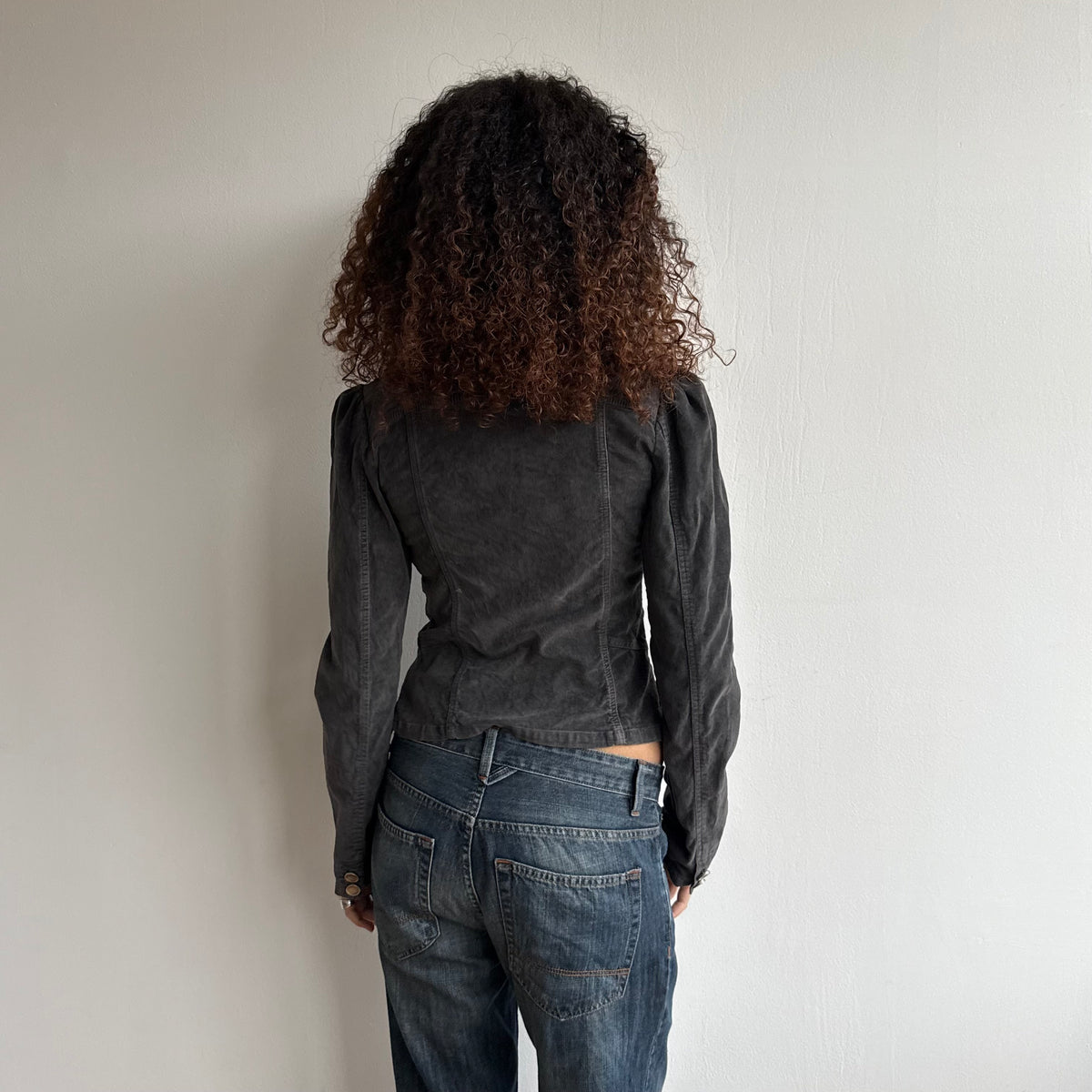 Grey velours military jacket - Size M