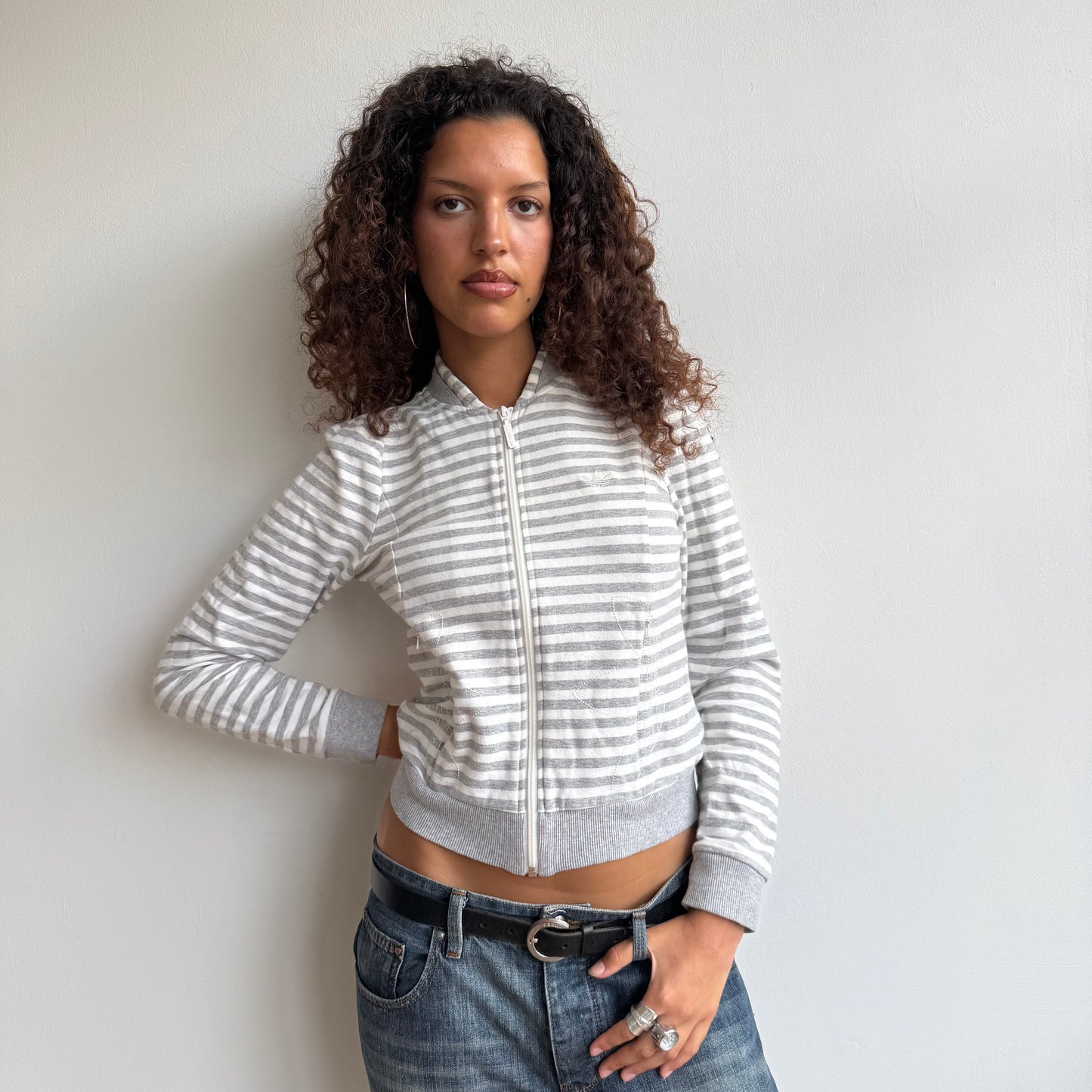 Adidas striped zip up - Size S
