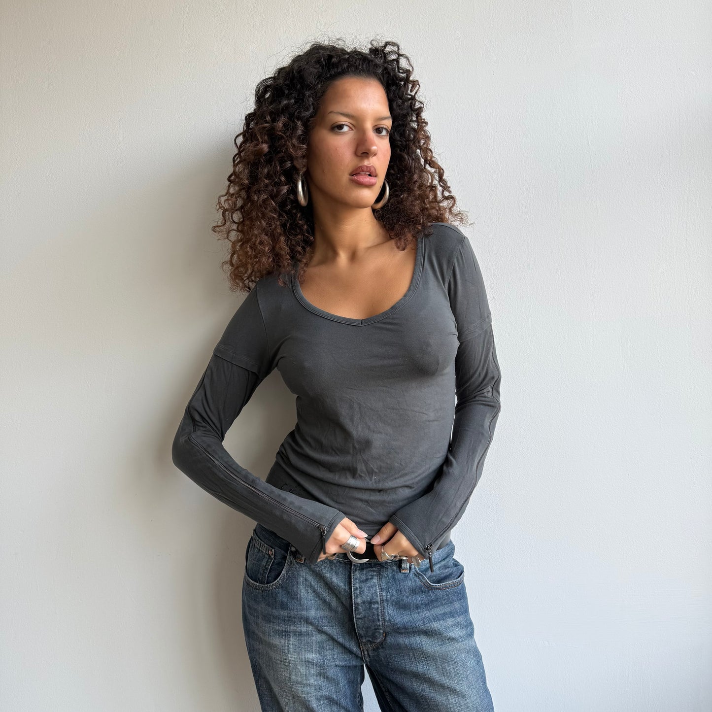 Grey Cop Copine zip top - Size S