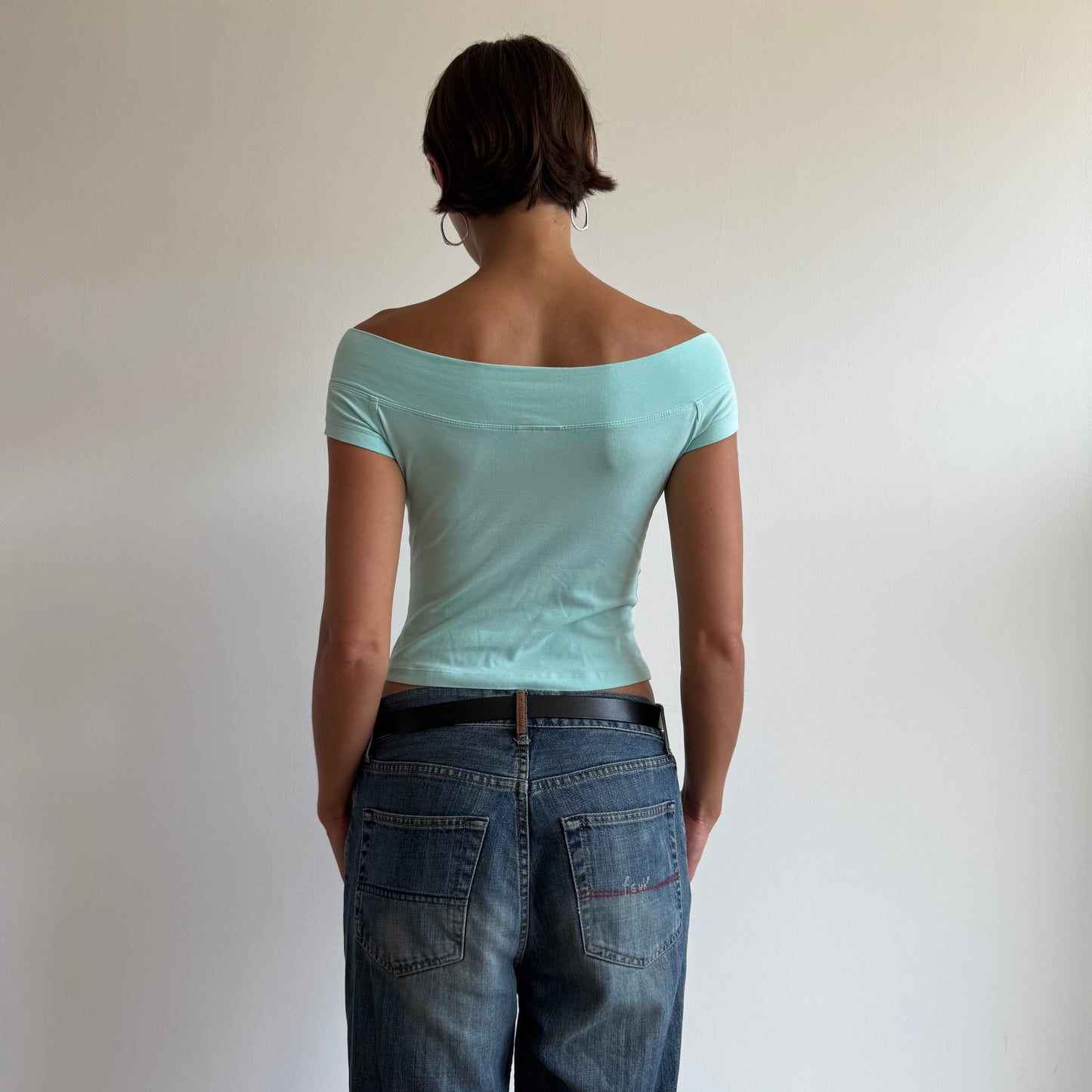 Turquoise bardot top - Size XS
