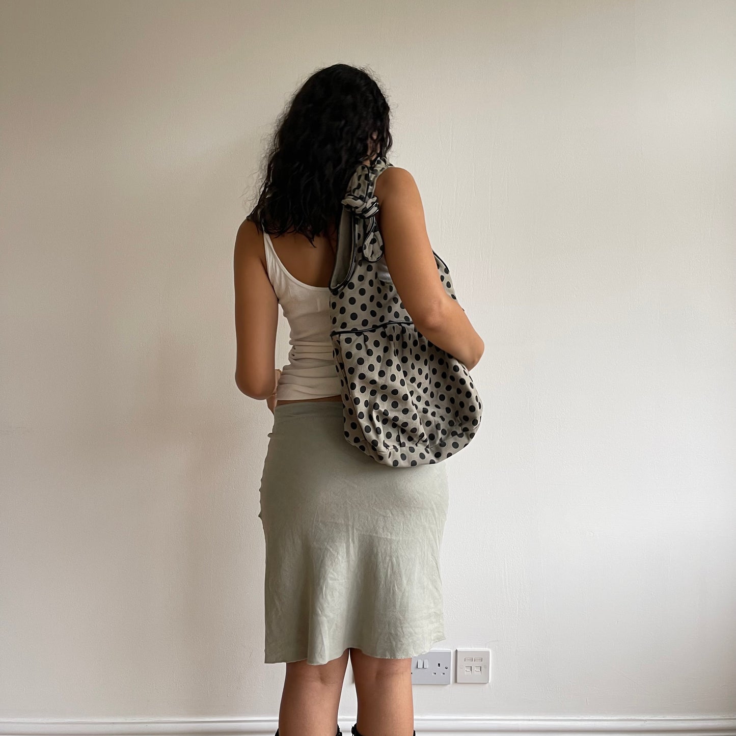 Khaki polka dot bag