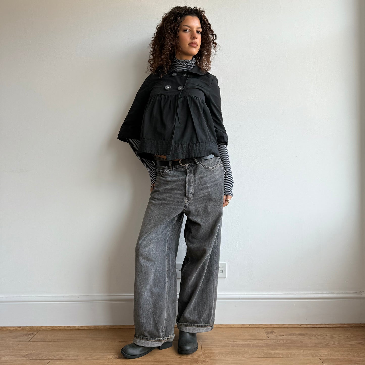 Black peacoat trench - Size S