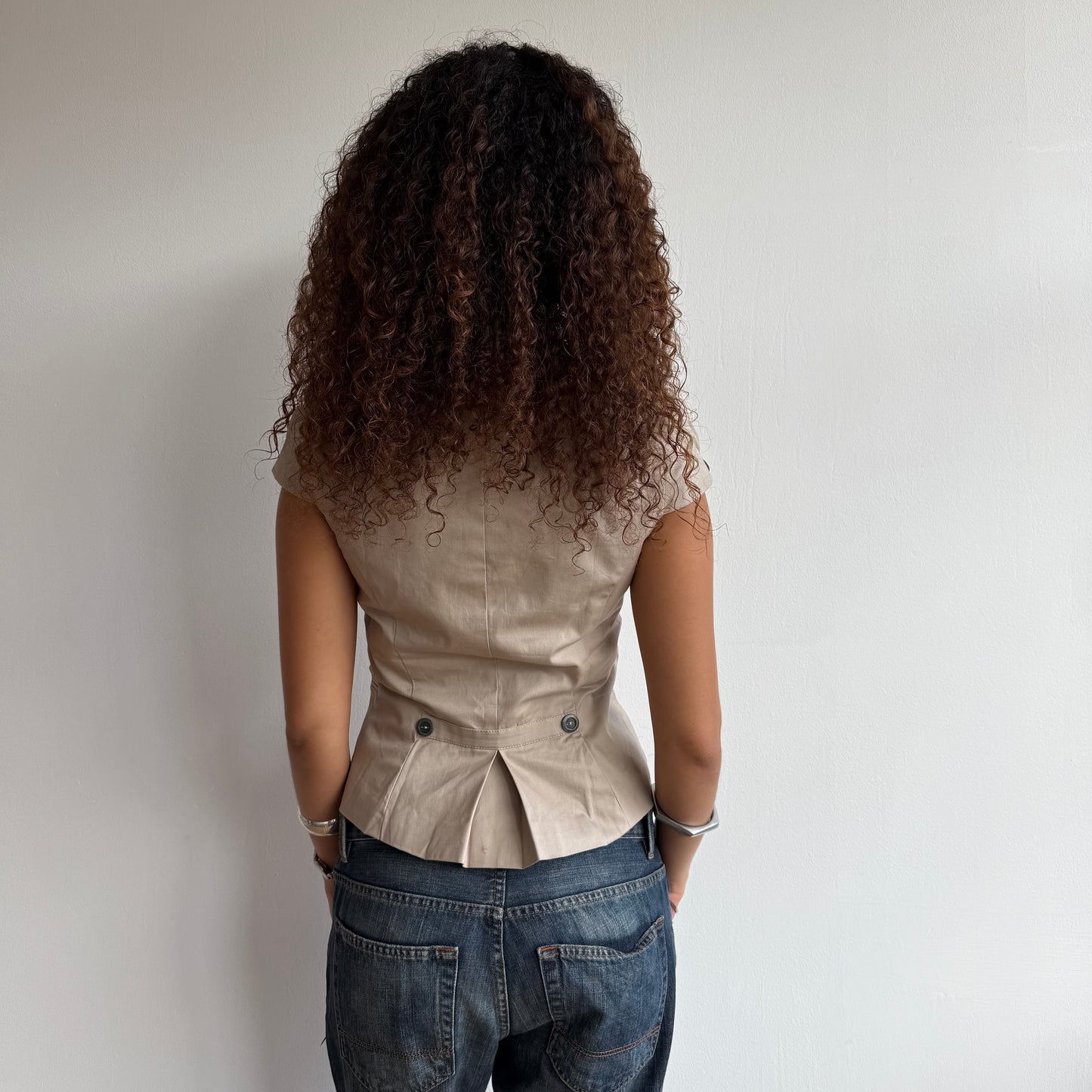 Beige short sleeve waistcoat - Size M