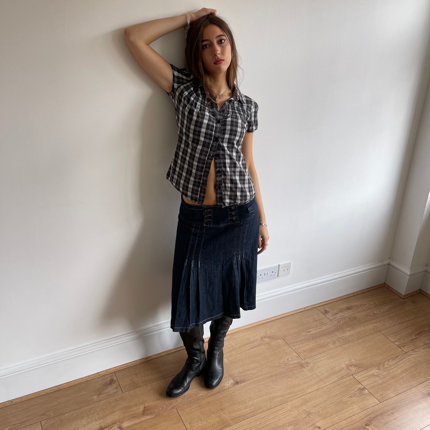Black check shirt - Size S