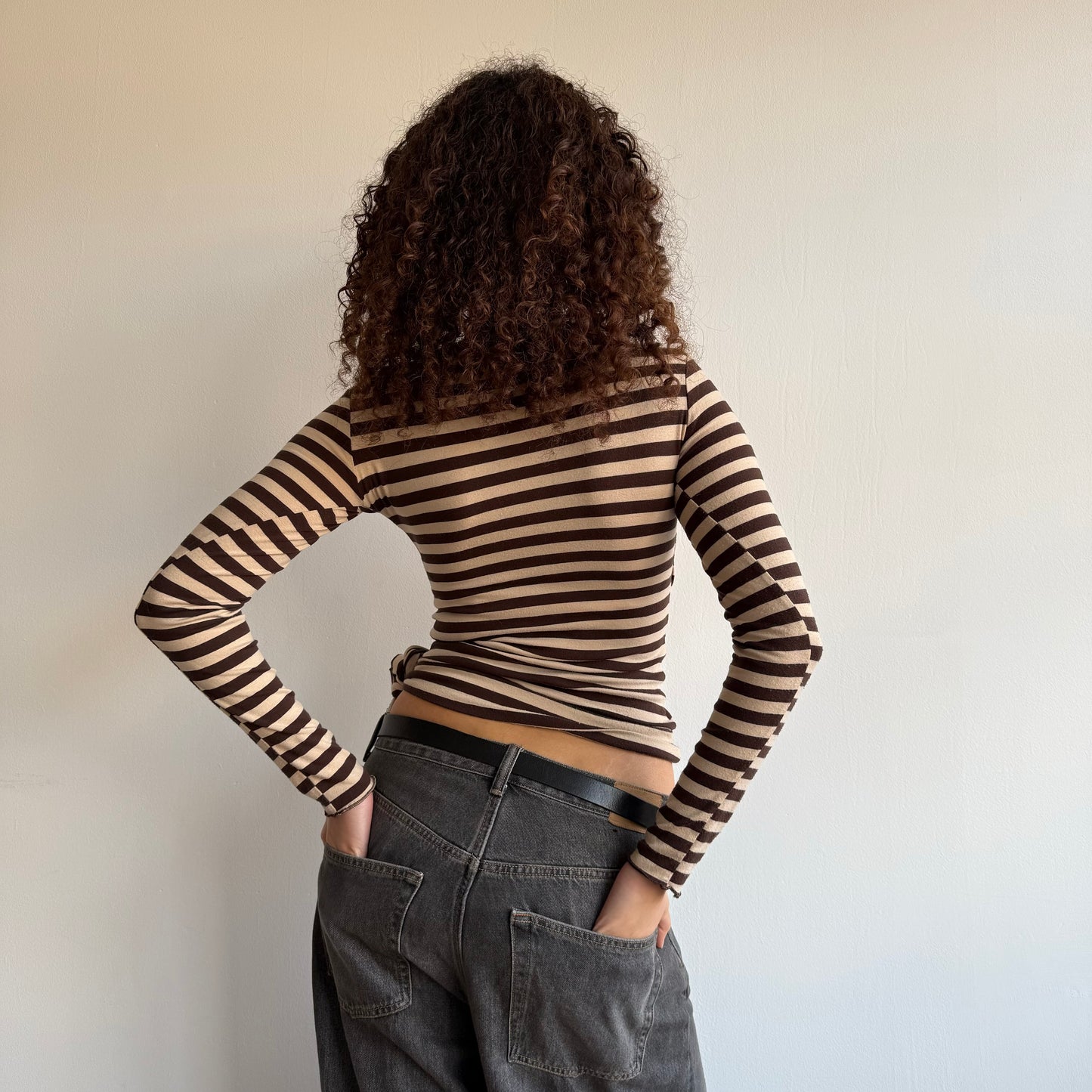Brown stripe long sleeve - Size S