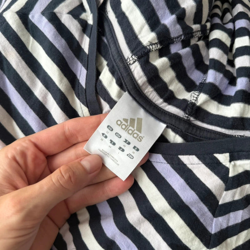 Purple Adidas striped hooded top - Size M