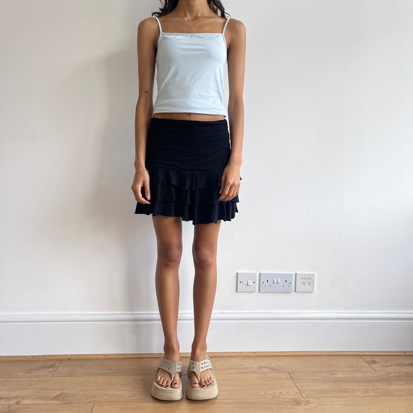 Black ruffle rara mini skirt - Size S