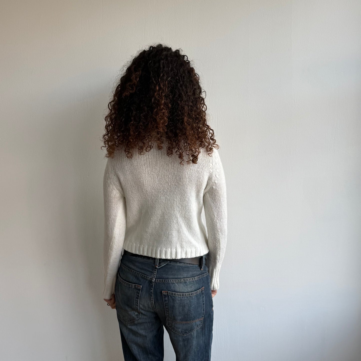 Cream button knit - Size S