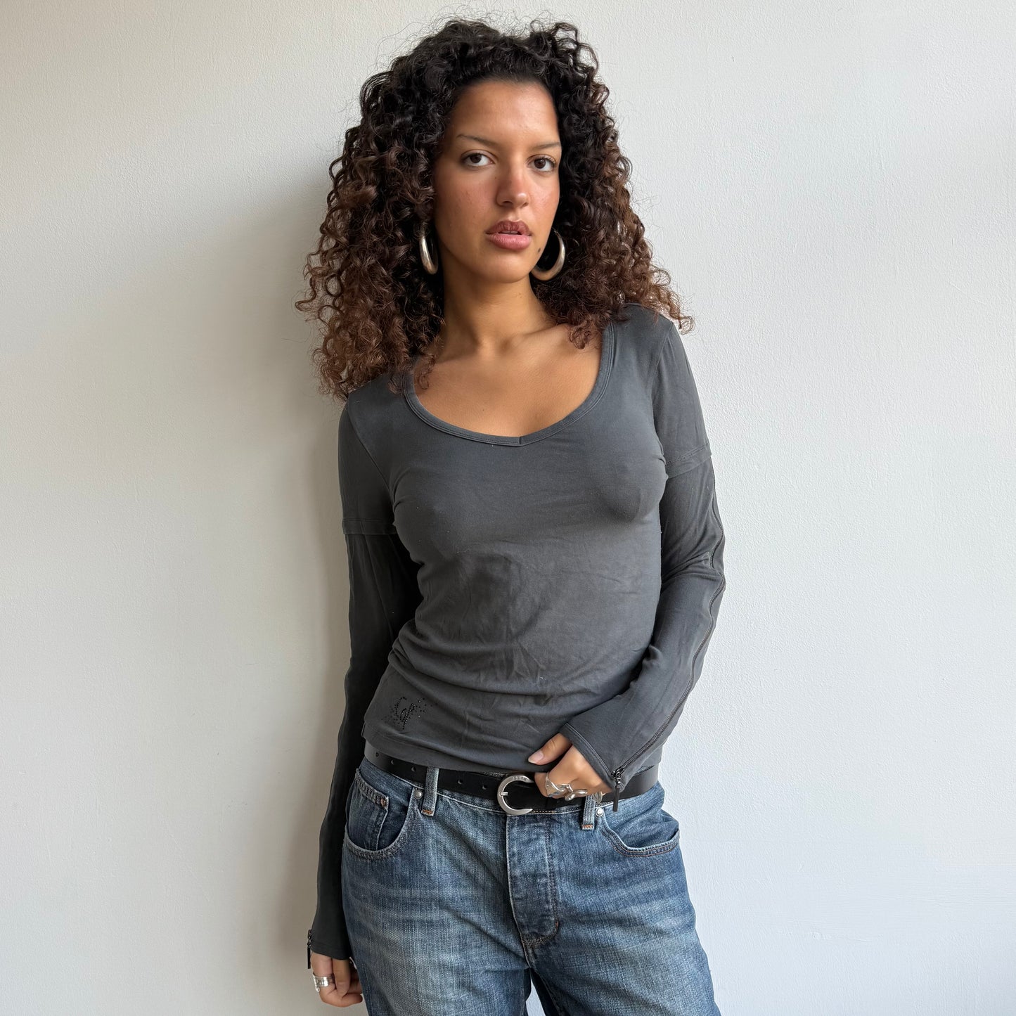 Grey Cop Copine zip top - Size S