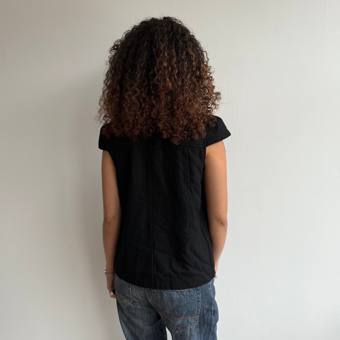 Black short sleeve peacoat - Size L