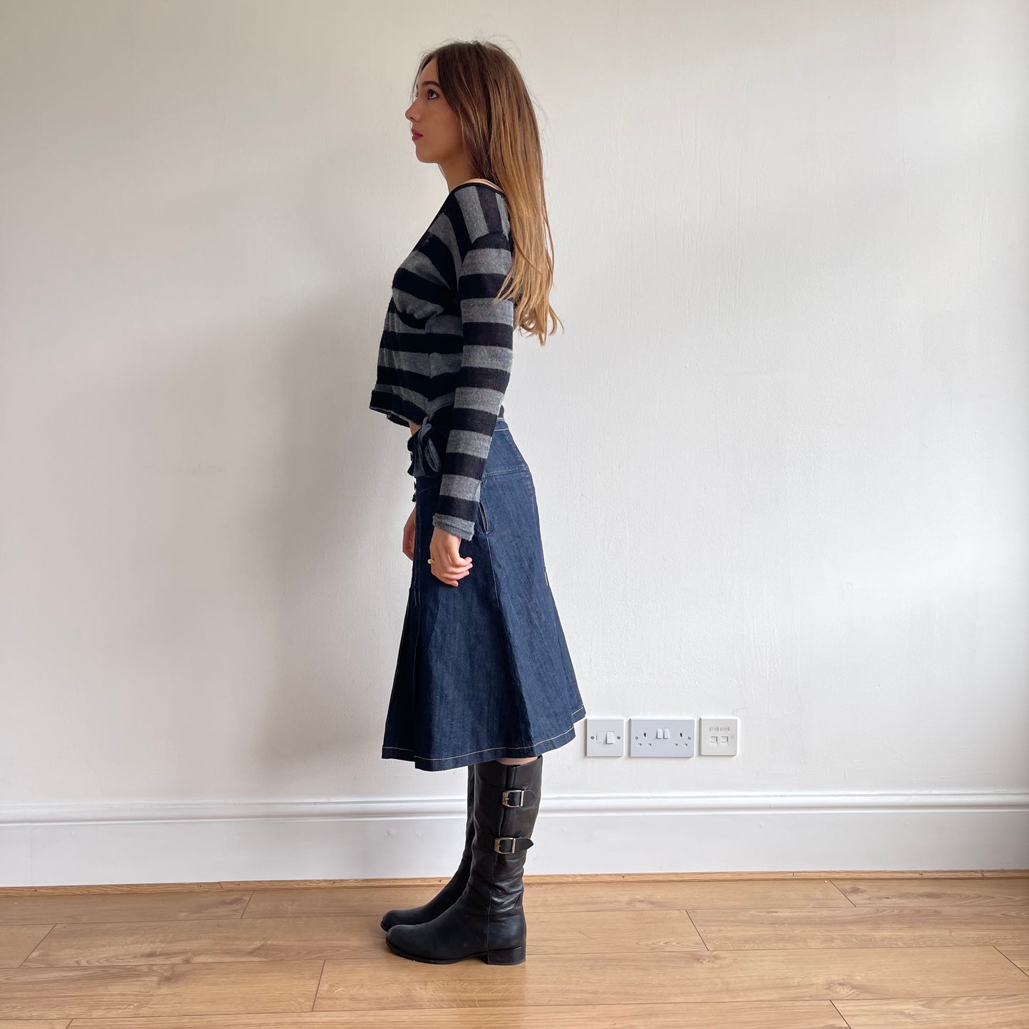 Black grey stripe ballet knit - Size M