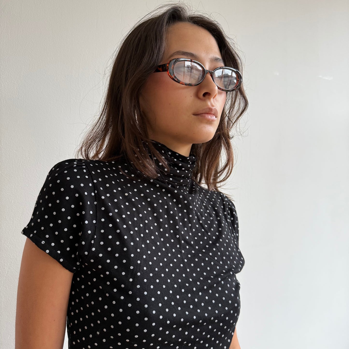 Polka dot high neck top - Size S