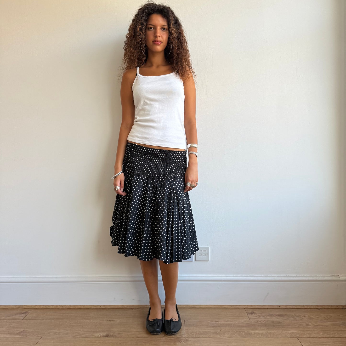 Polka dot ruched midi skirt - Size S-L