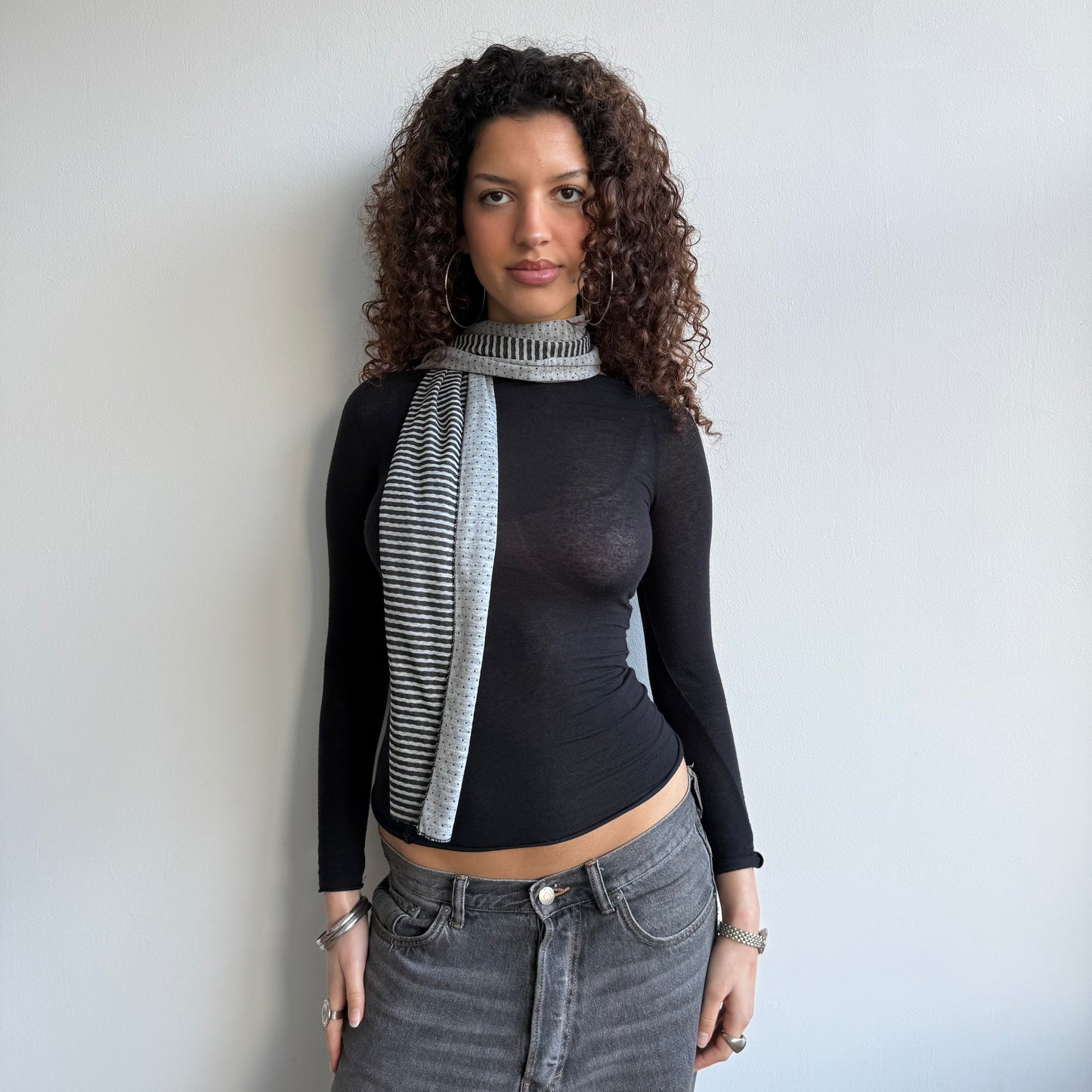 Polka dot / striped scarf