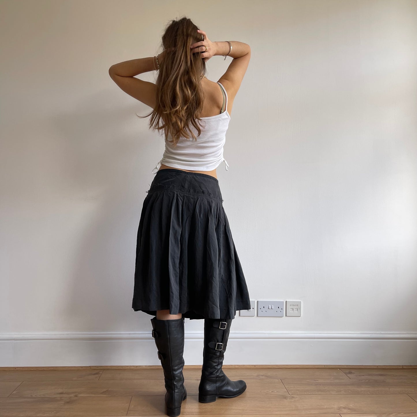 Grey cupro pleat skirt - Size M