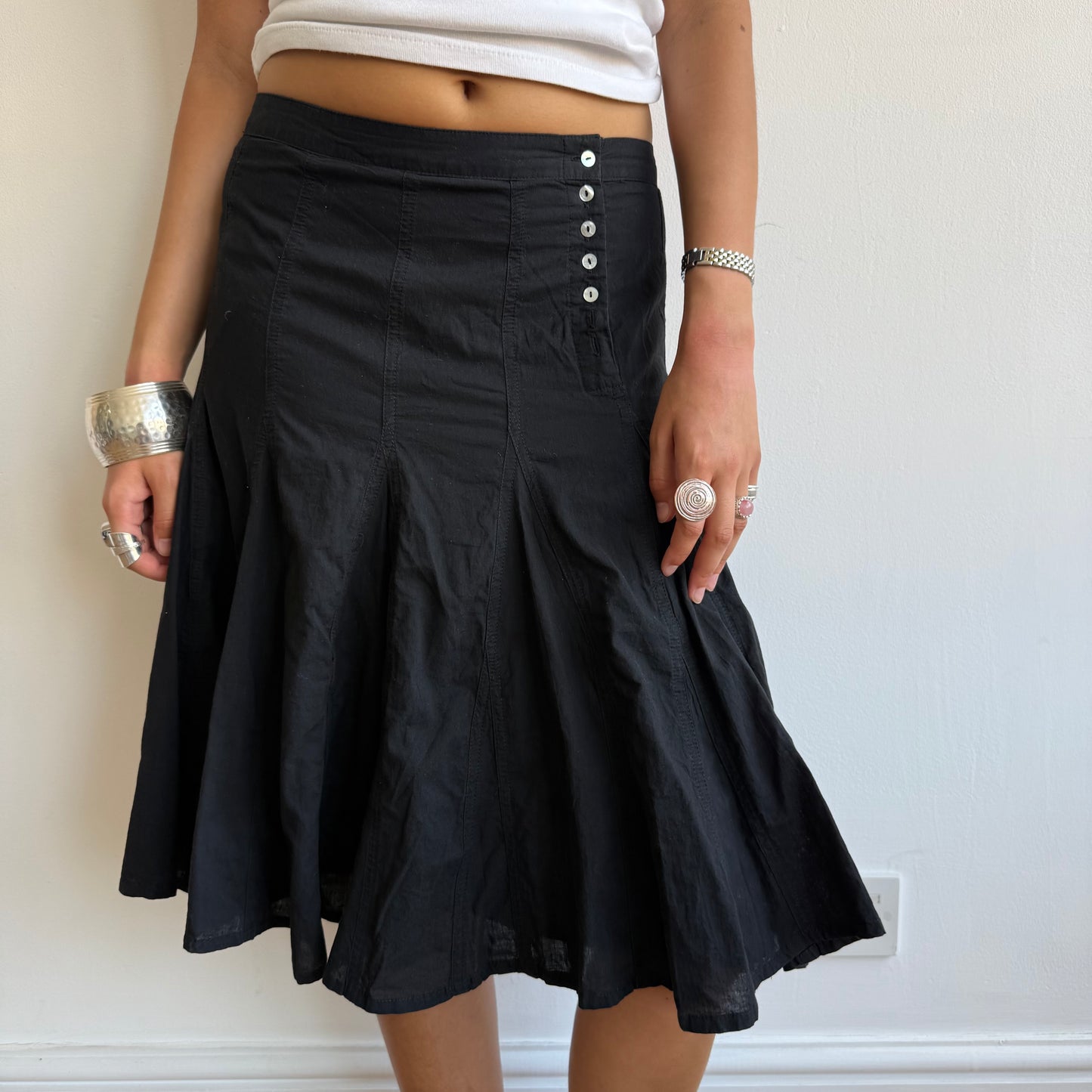 Black pleat button skirt - Size M