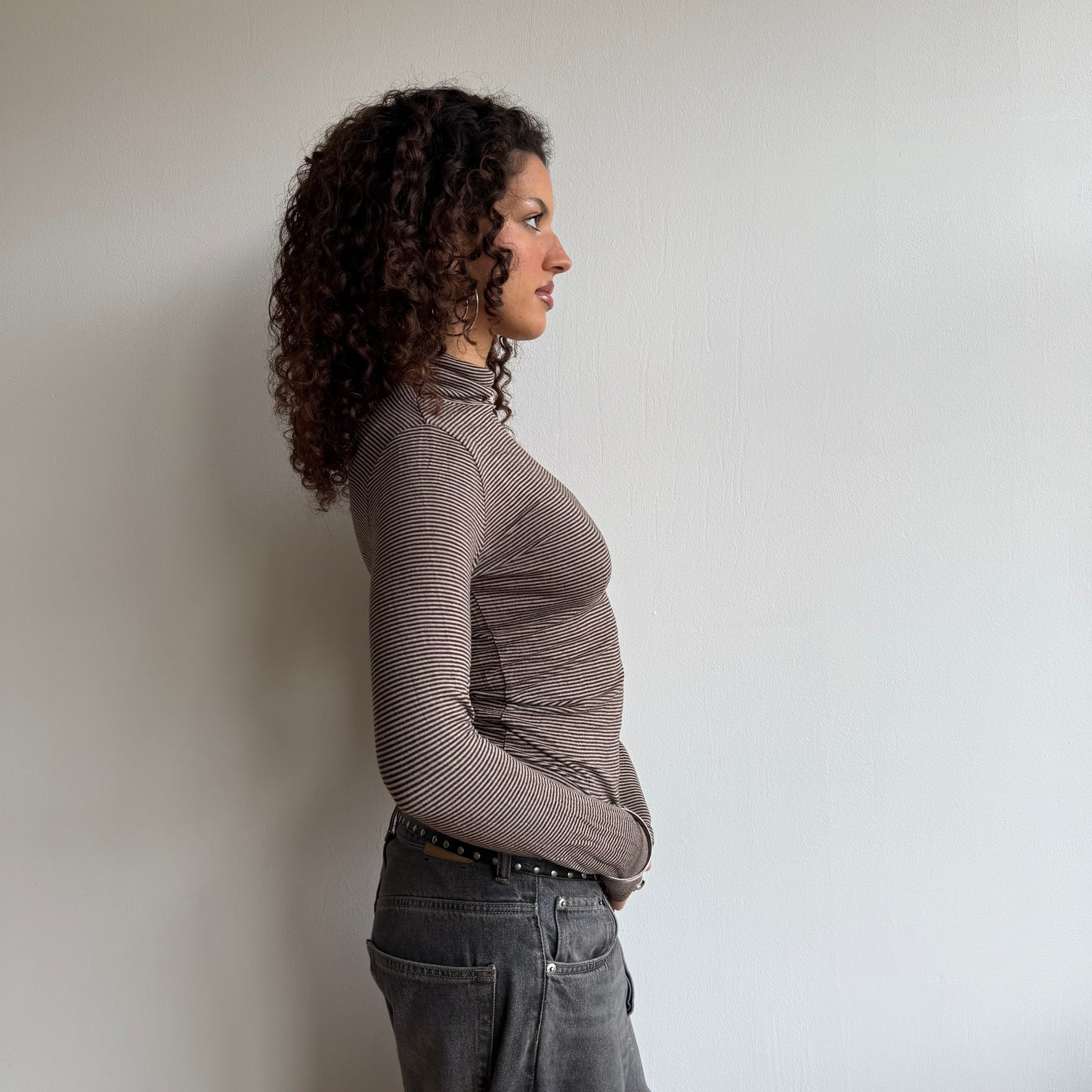 Brown striped roll neck - Size S