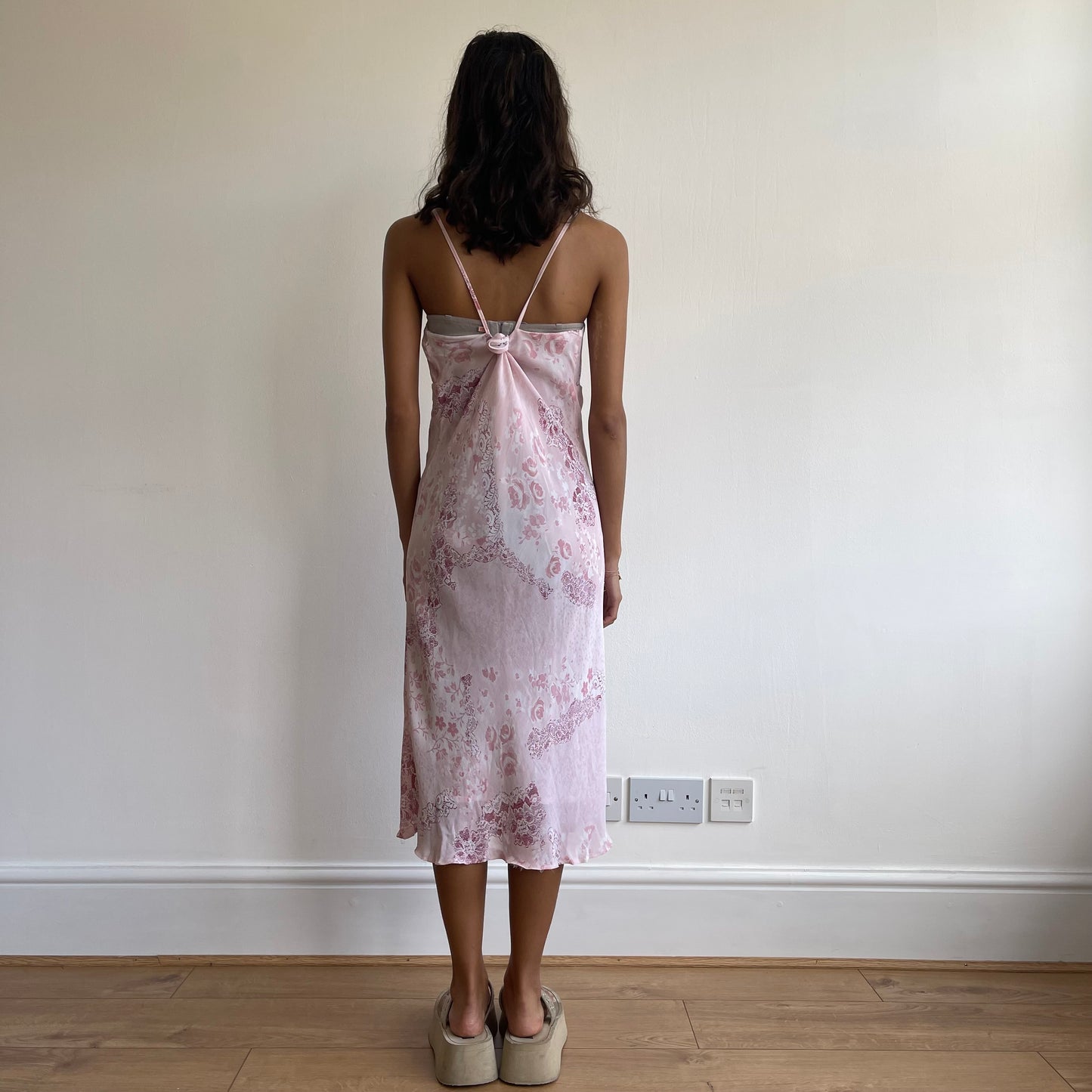 Pink floral midi dress - Size S