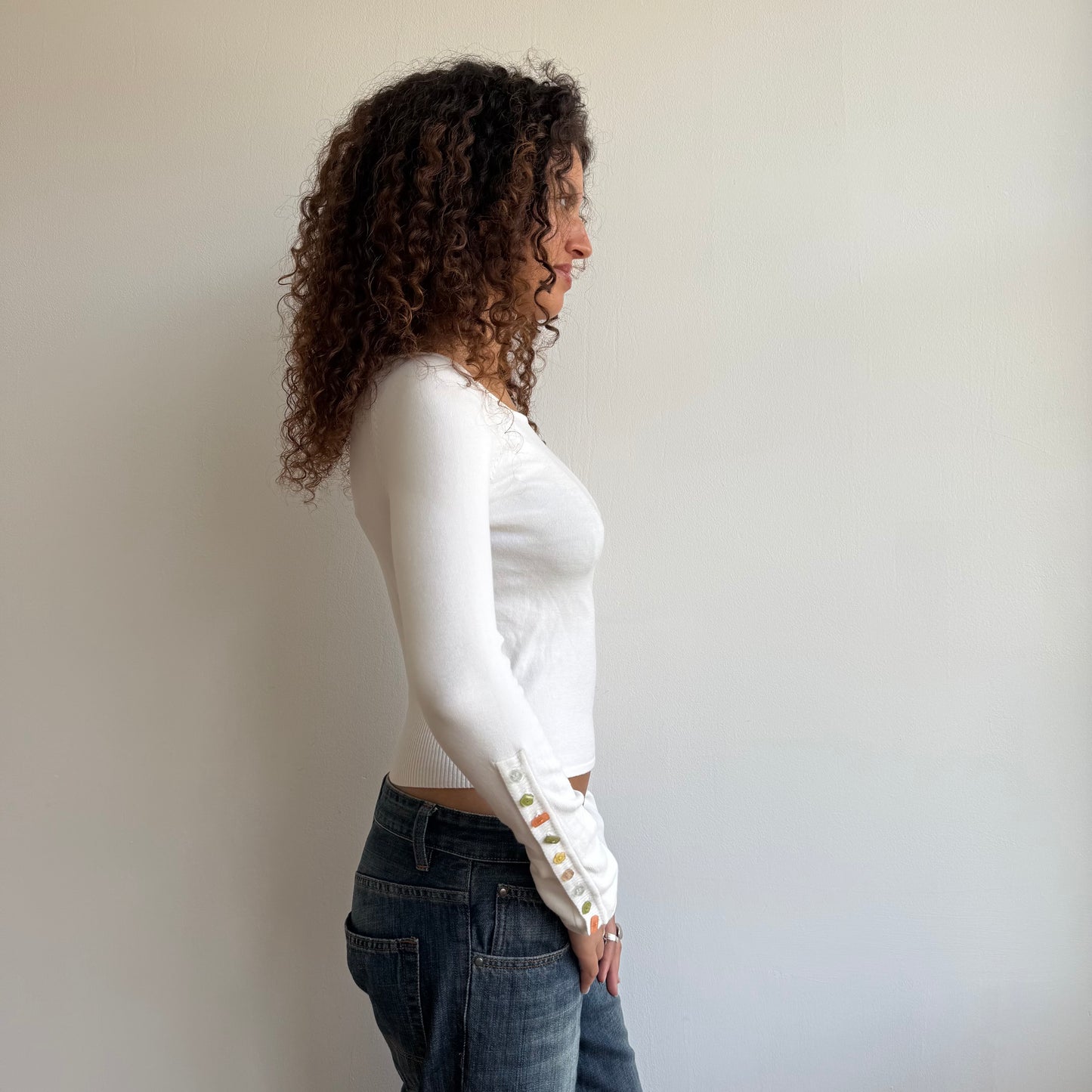 Miss Sixty white button knit -Size S