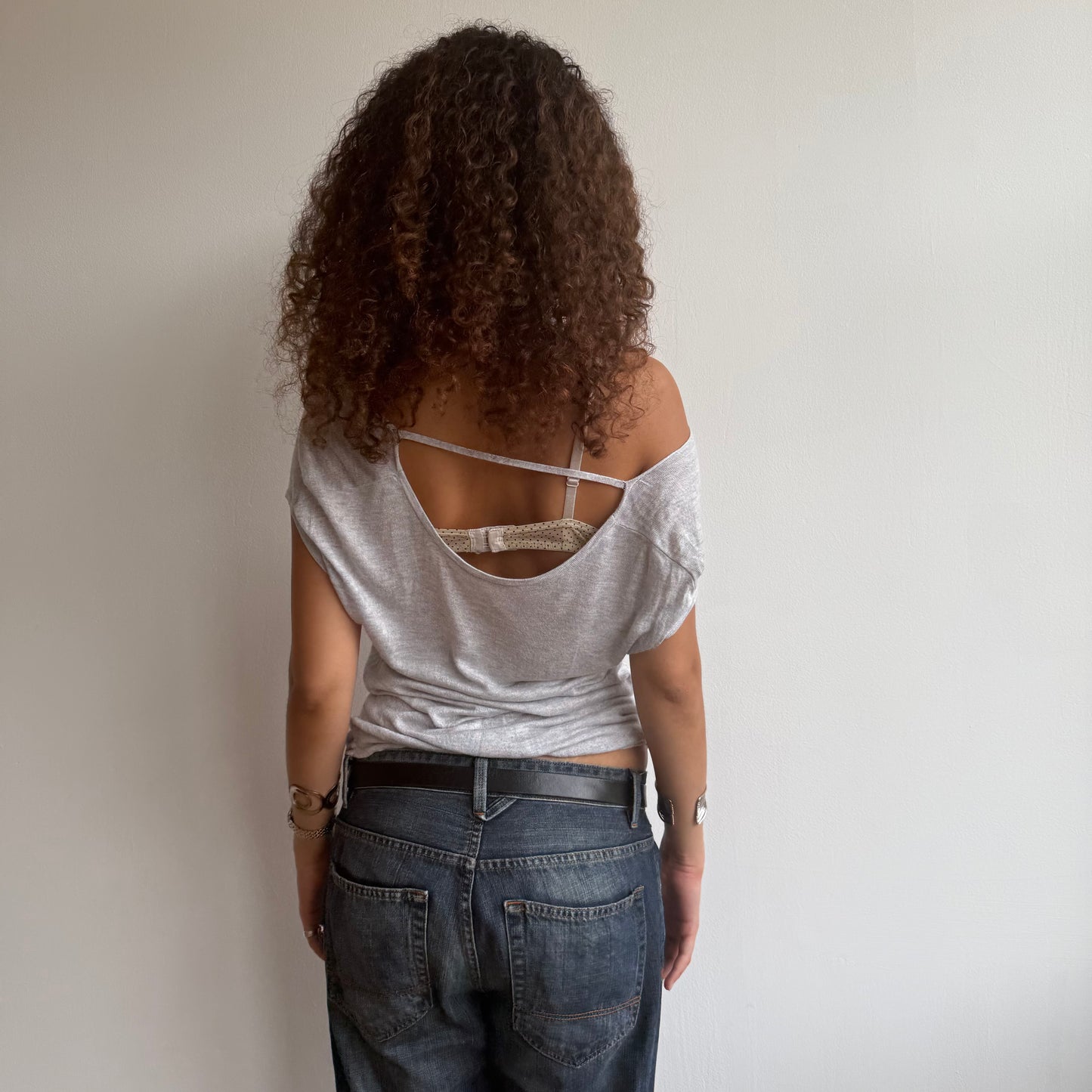 Grey slouchy open back knit - Size S