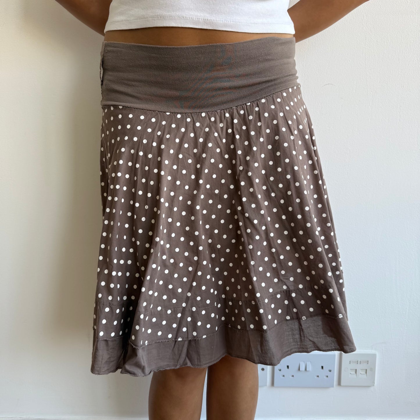 Brown polka dot midi skirt - Size S