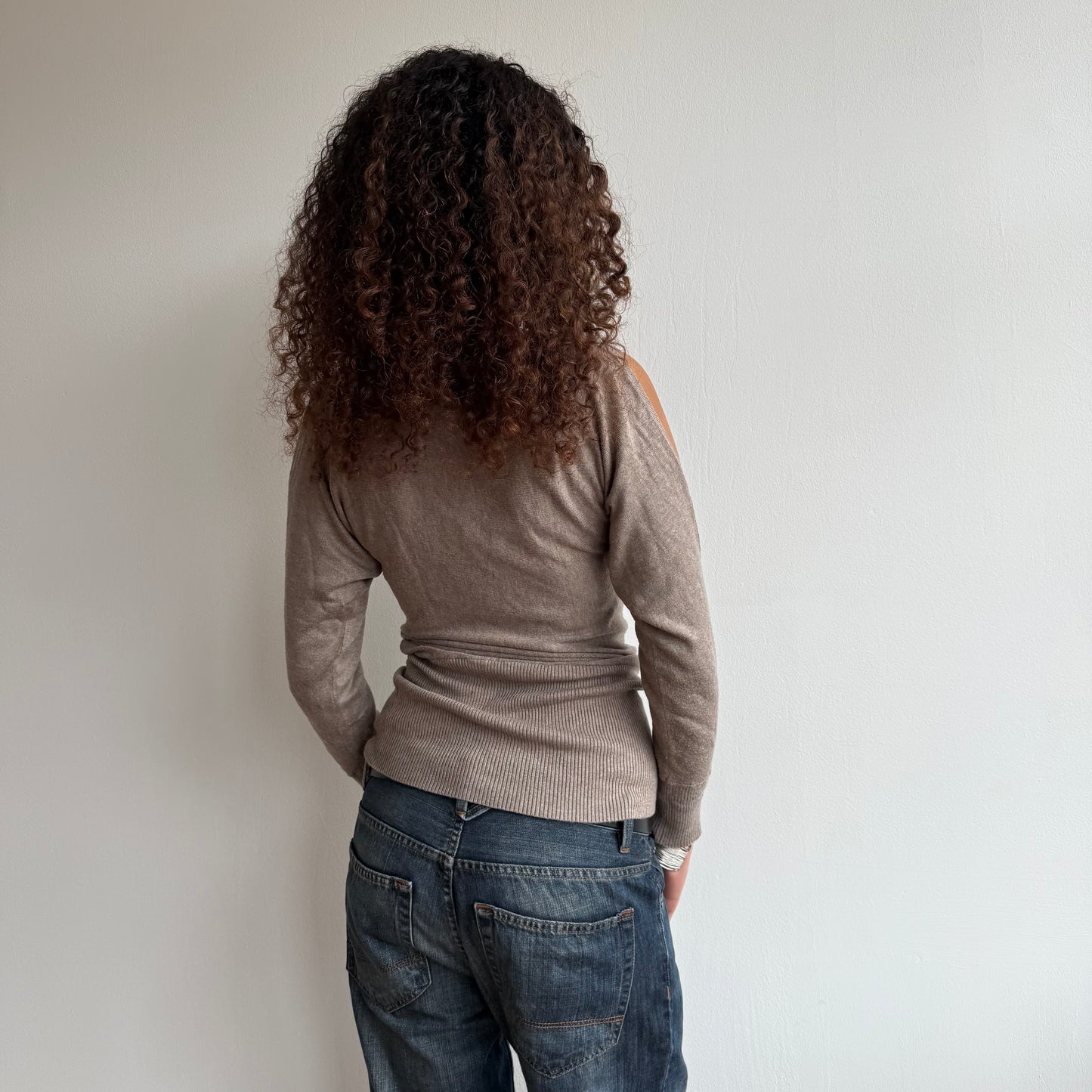 Beige slouchy button arm knit - Size S