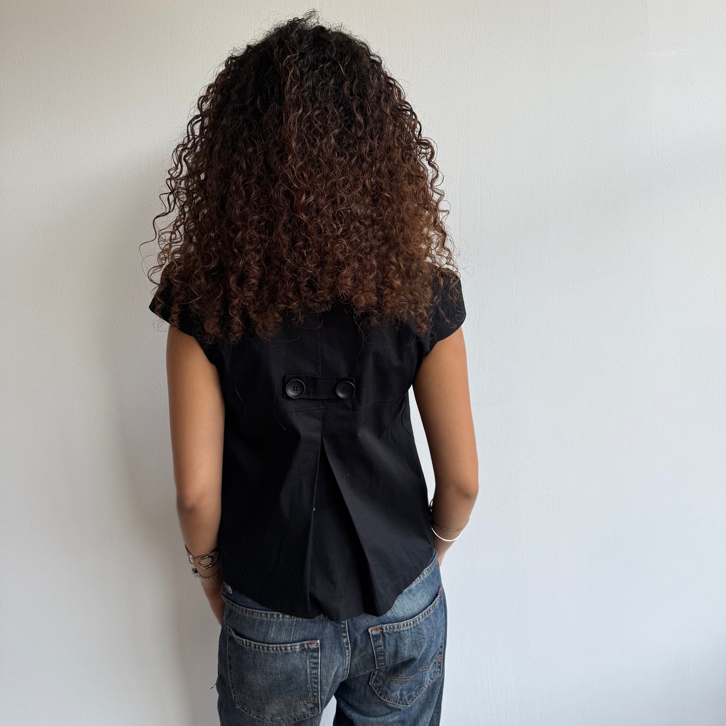 Black short sleeve peacoat - Size M