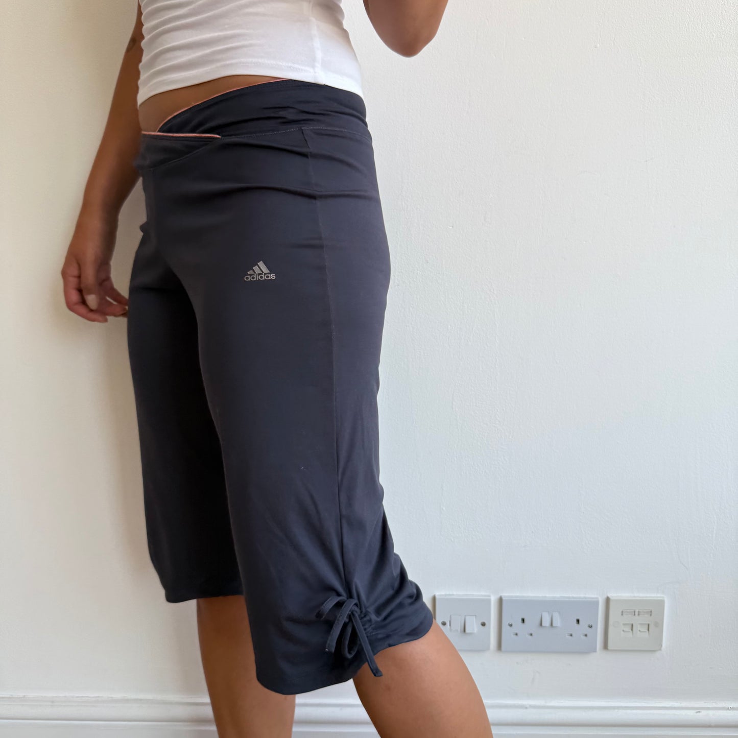 Adidas navy coral ruched capris - Size S