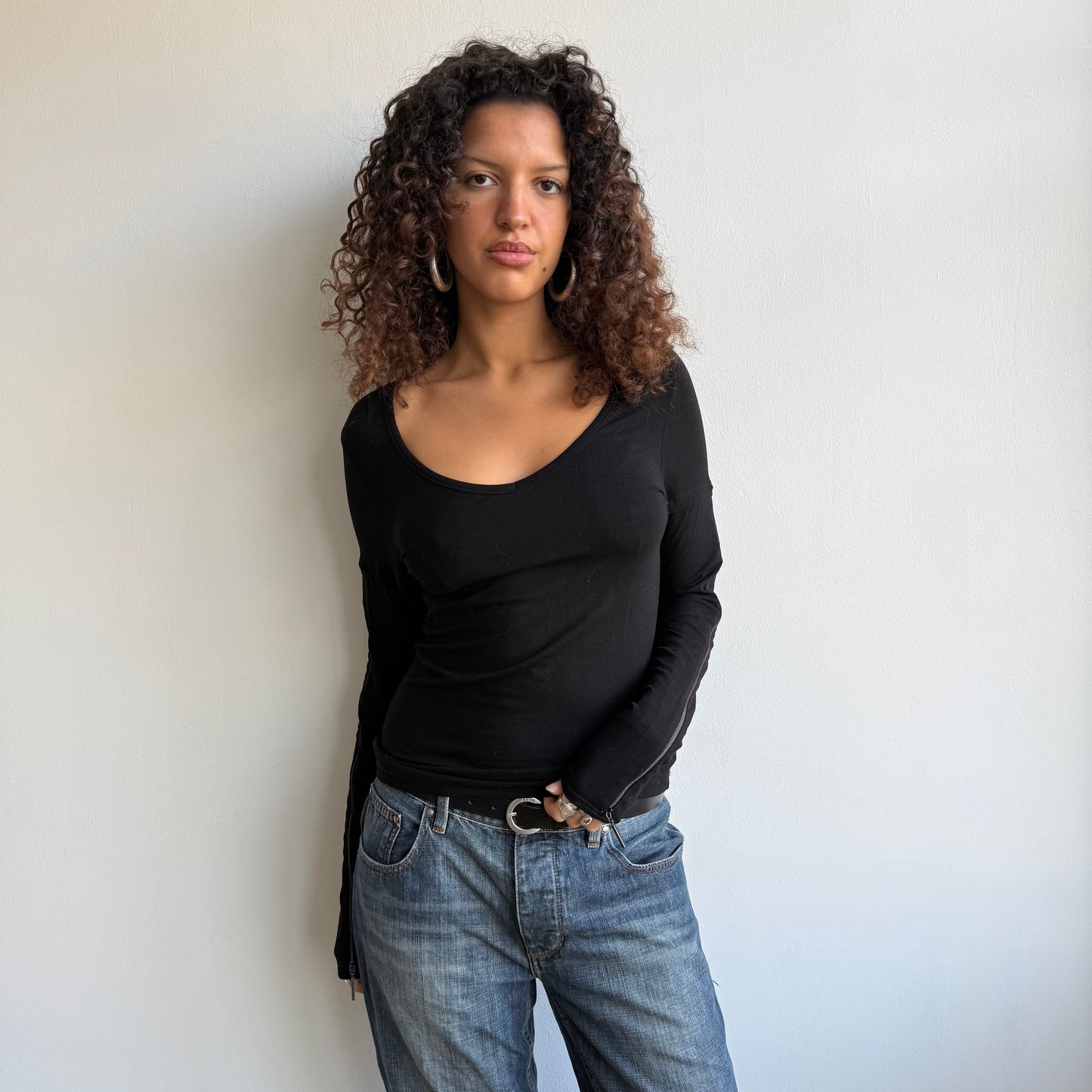 Black Cop Copine zip top - Size S/M