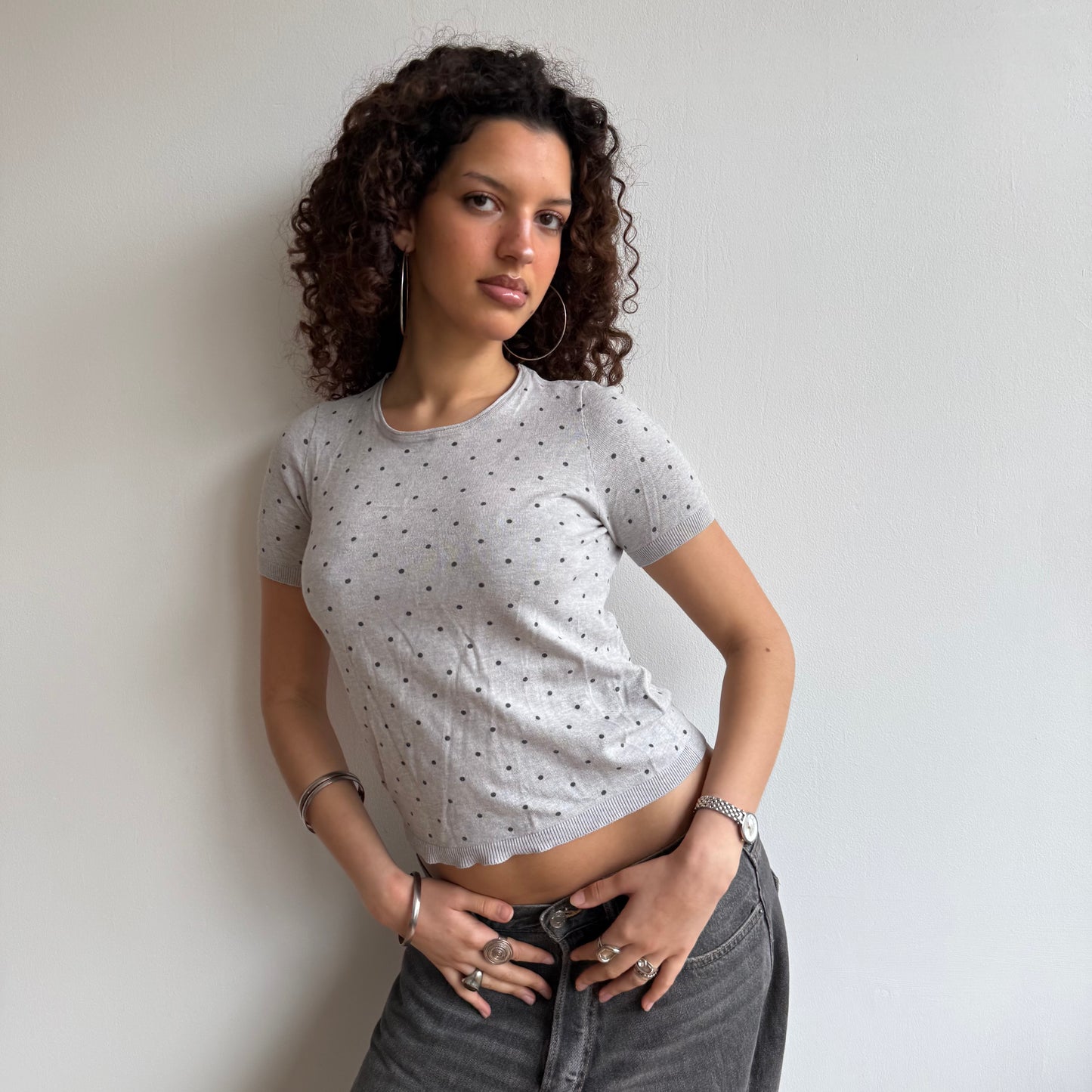 Grey polka dot twin set - Size S