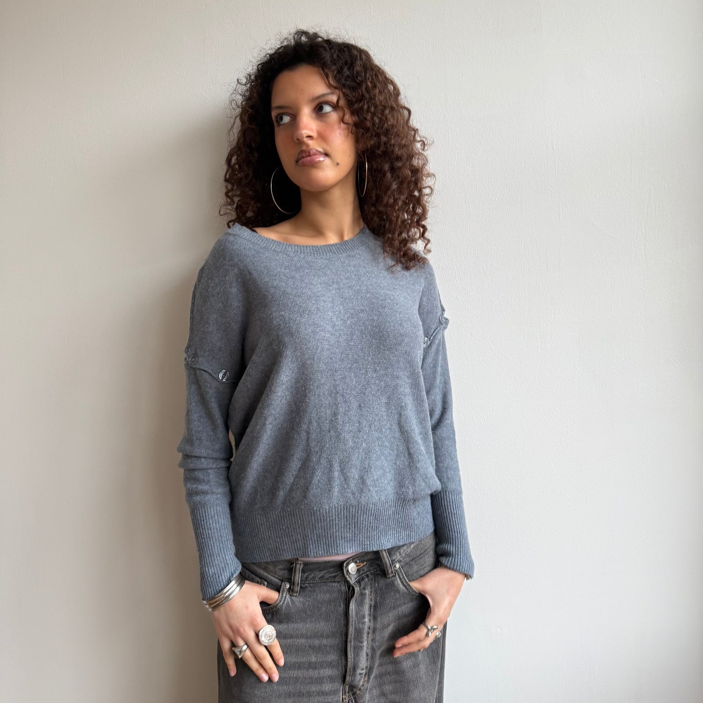 Blue slouchy knit jumper - Size S