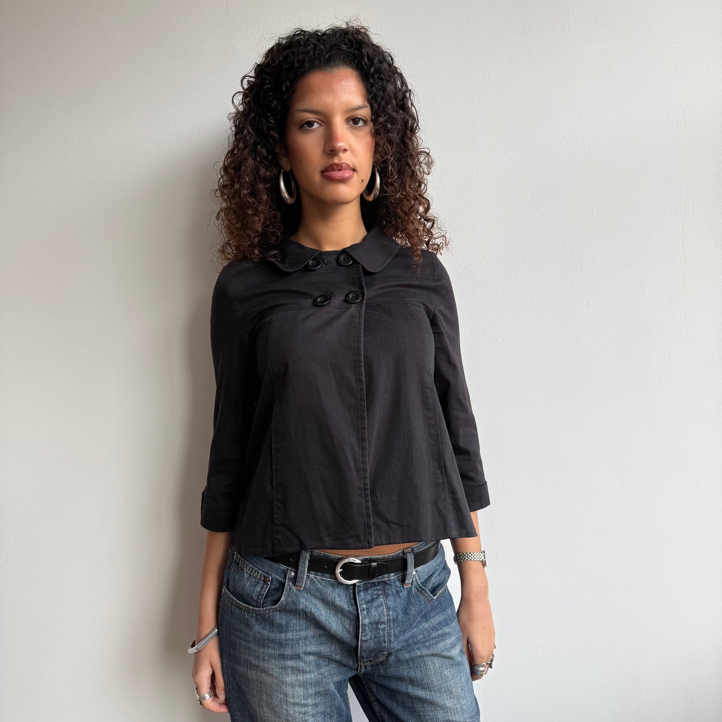 Black 4 button peacoat - Size XS