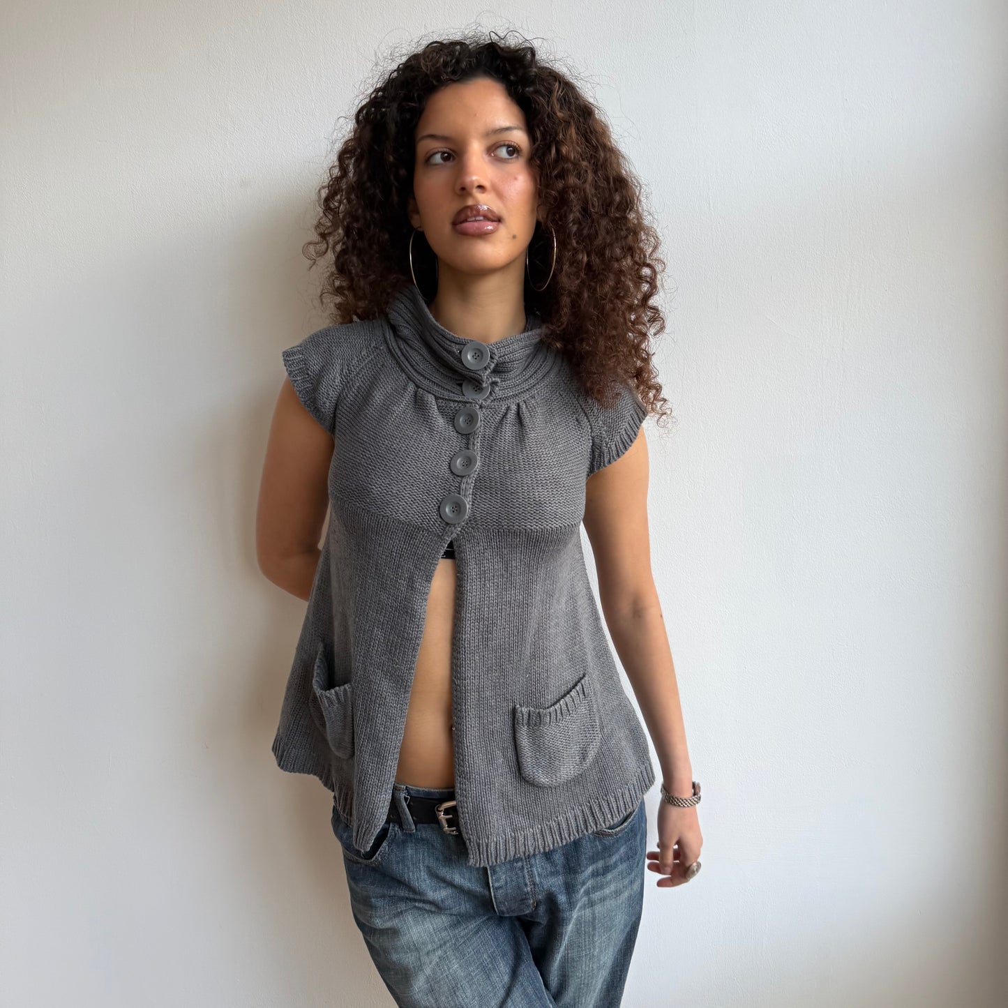 Grey open front Cardi - Size S