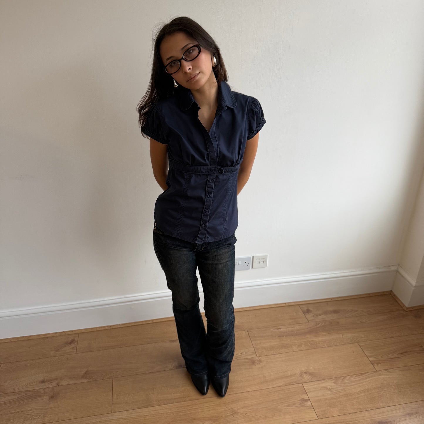 Navy short sleeve shirt - Size S