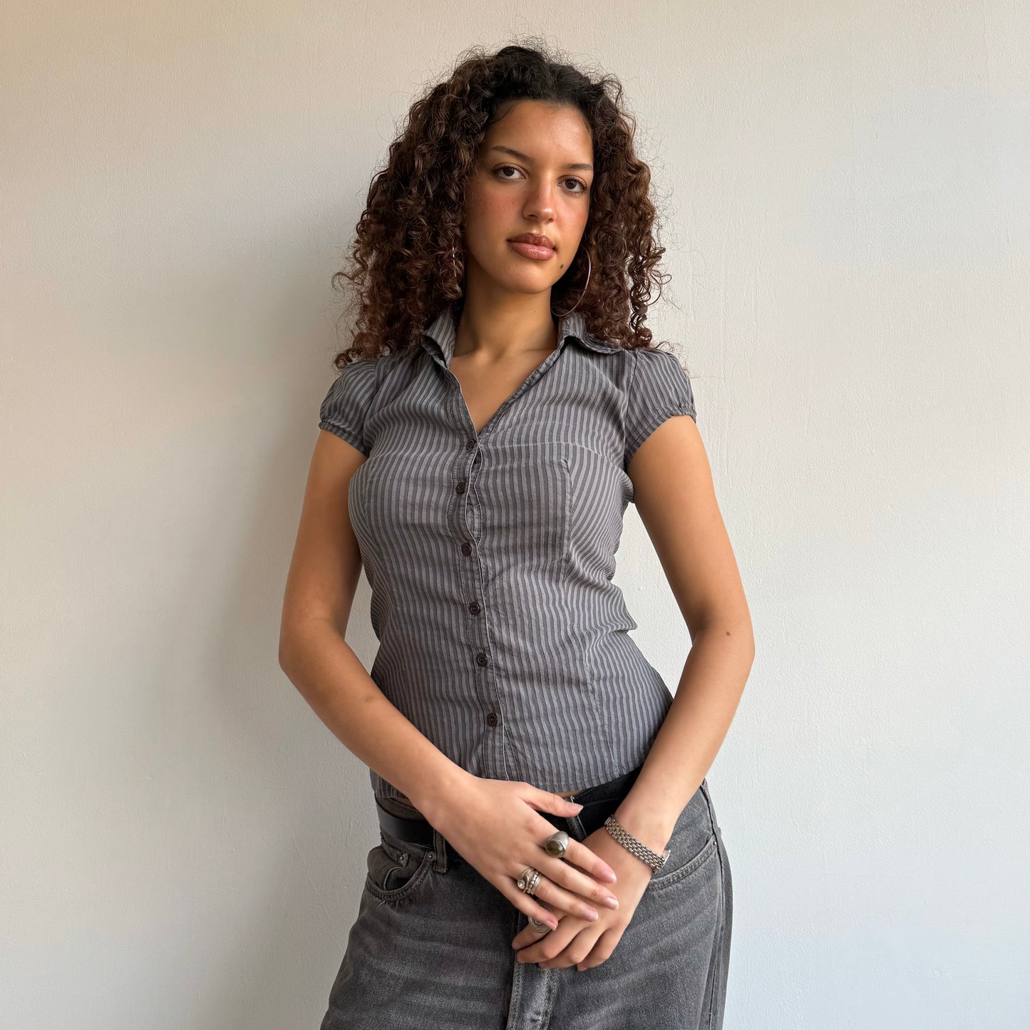 Grey stripe shirt - Size S