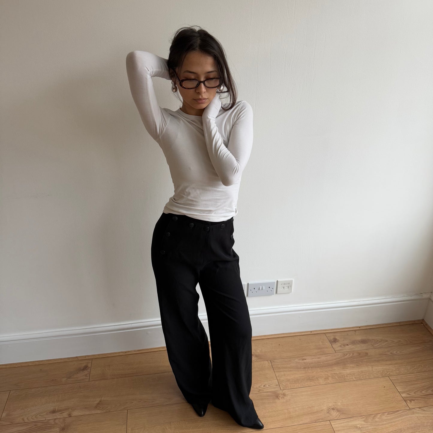 Black button front trousers - Sizes XXS and S