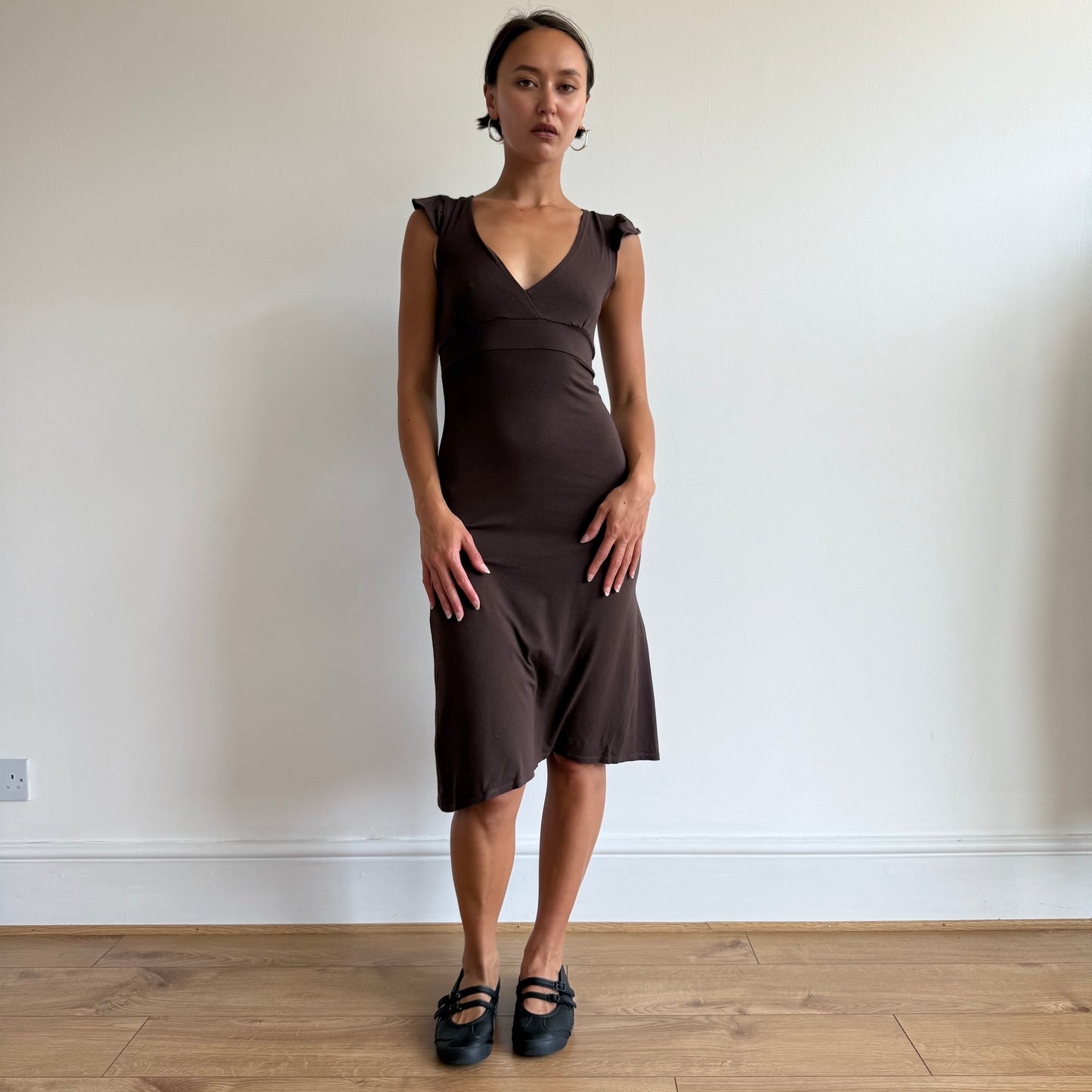Brown keyhole midi dress - Size S