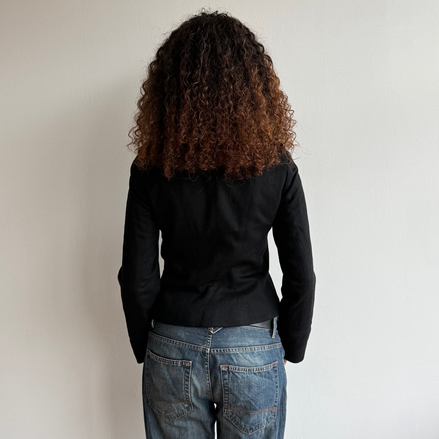 Black cashmere + wool military jacket - Size S