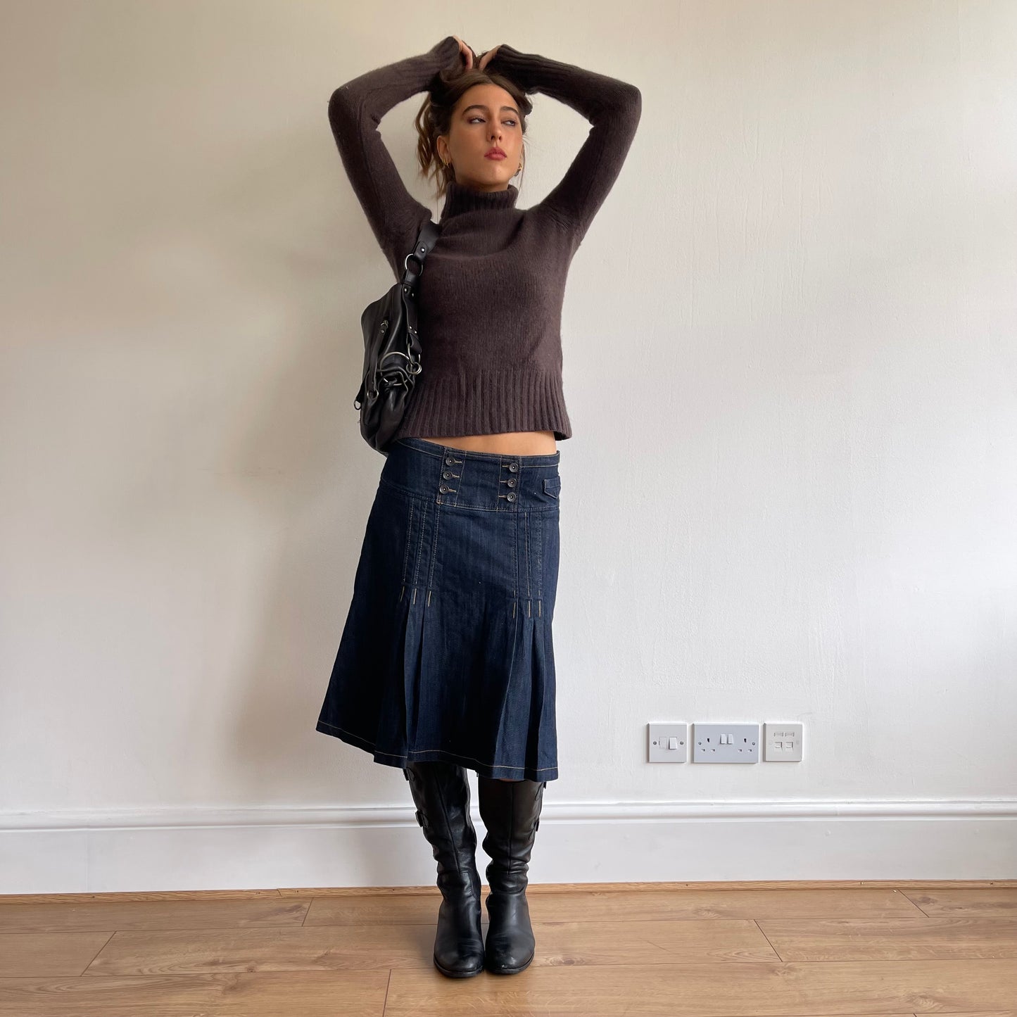 Denim pleat midi skirt - Size S/M