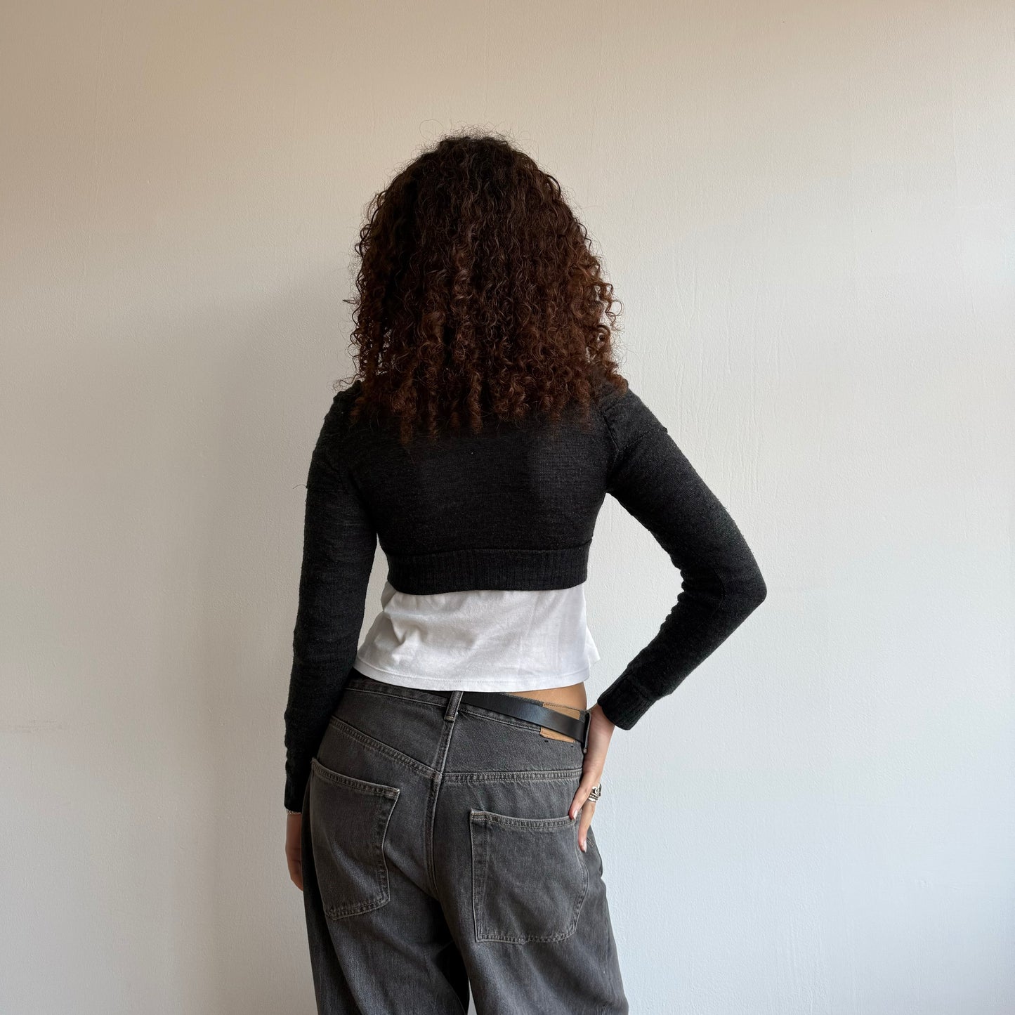 Grey cropped cardigan - Size S