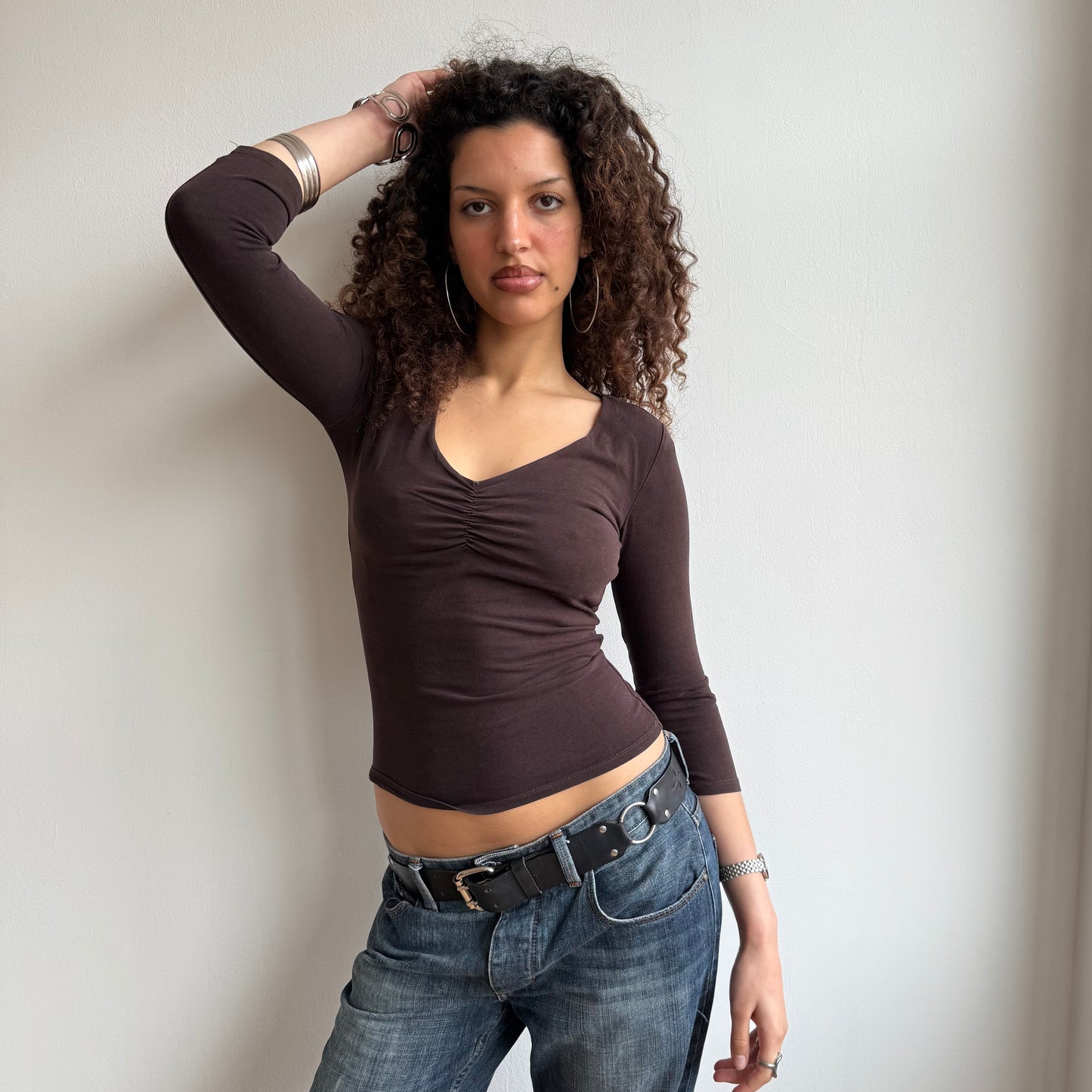 Brown ruched top - Size S
