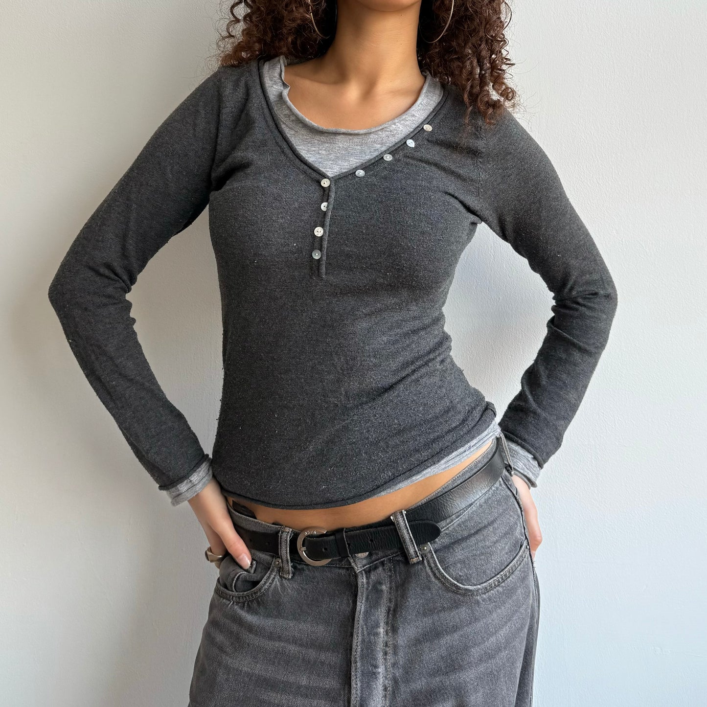 Grey double layer knit - Size S