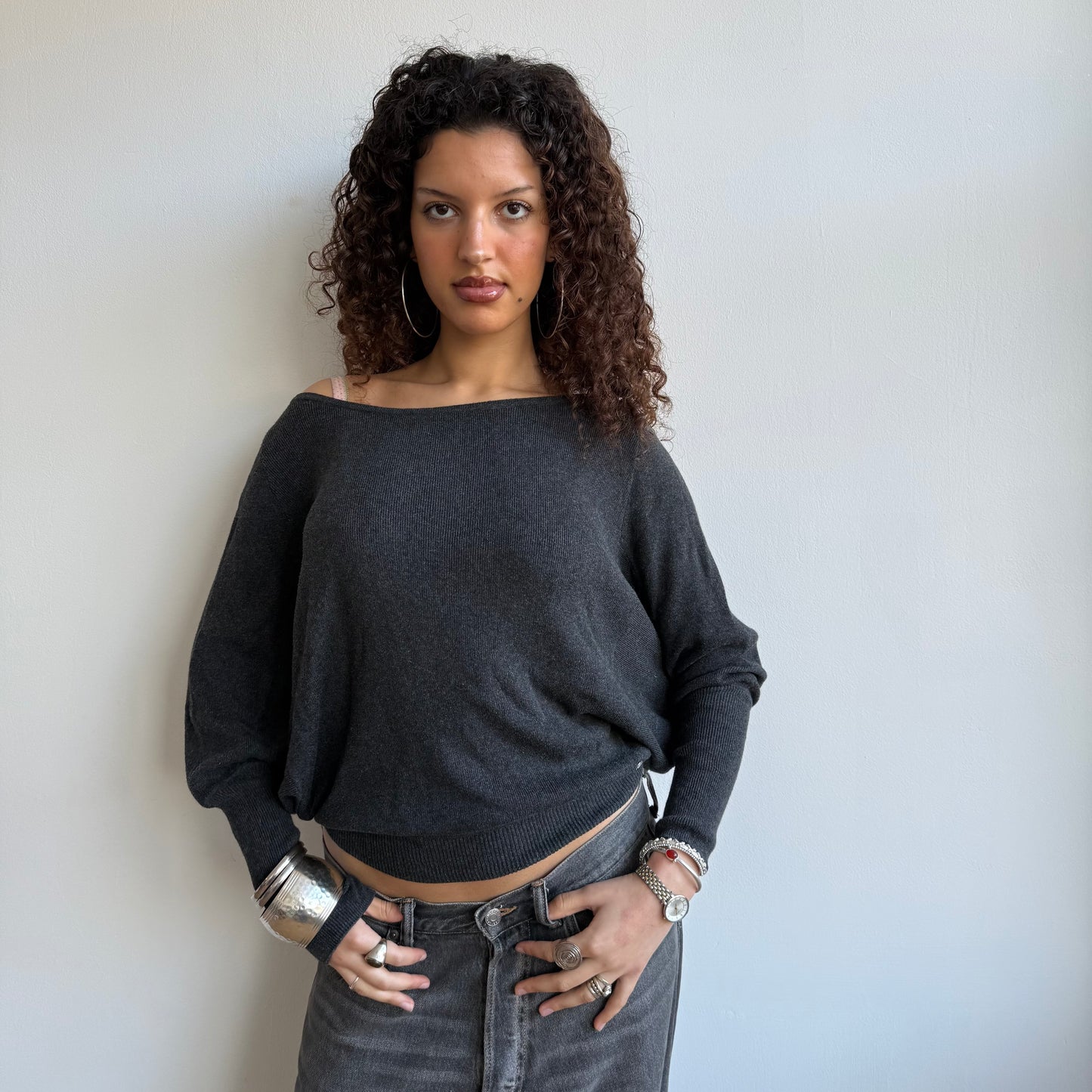 Grey batwing knit - Size S