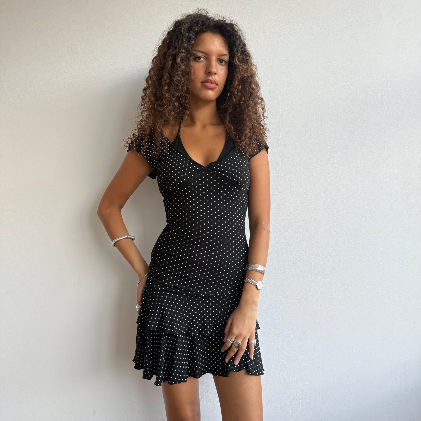 Polka dot milkmaid dress - Size S